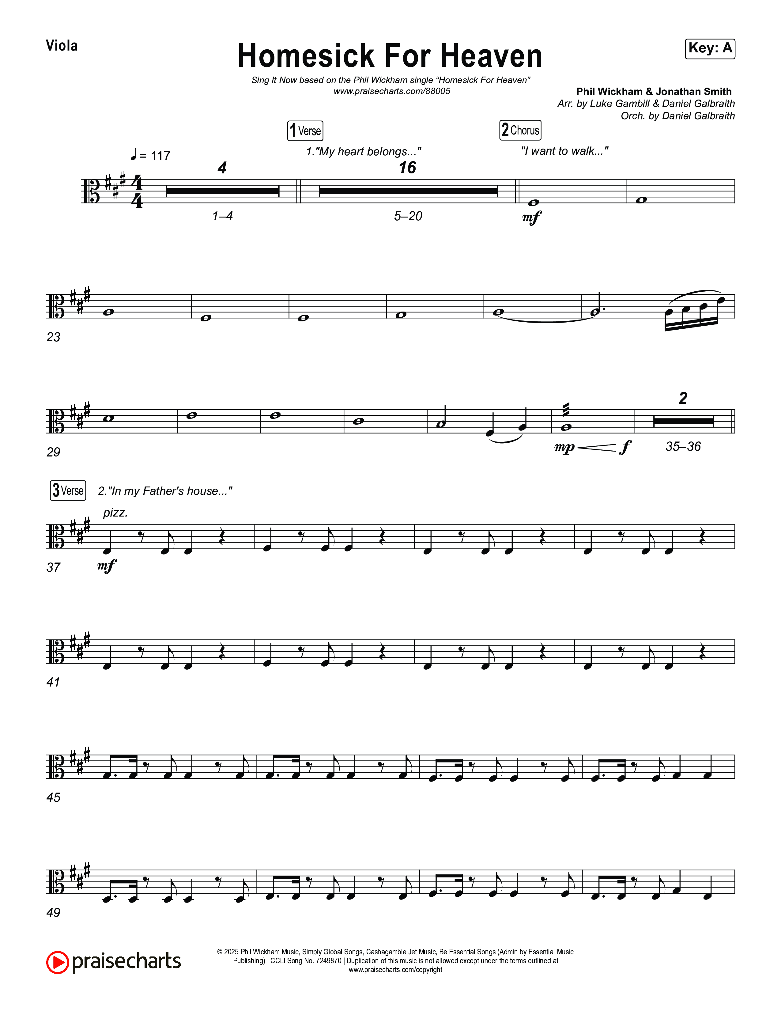 Homesick For Heaven (Sing It Now) Viola (Phil Wickham / Arr. Luke Gambill)
