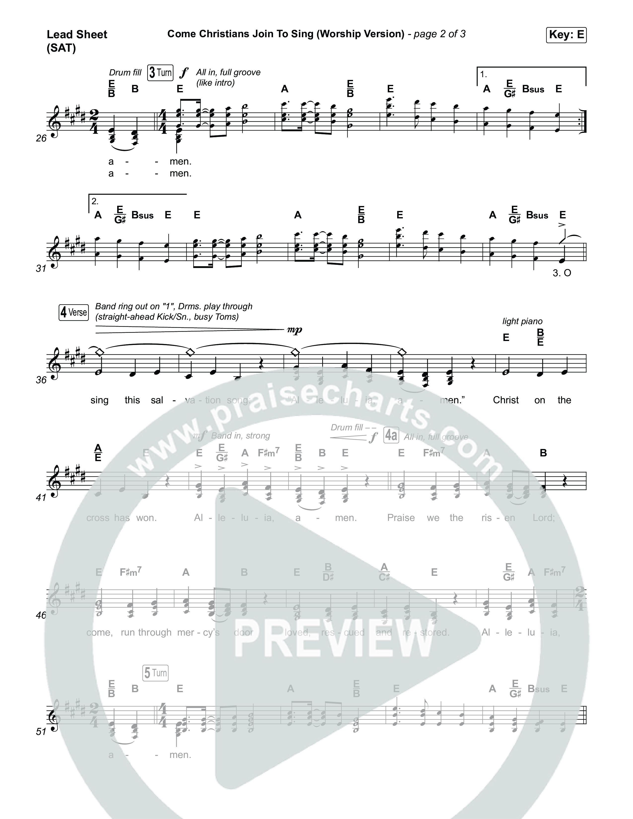Come Christians Join To Sing (Choral Anthem SATB) Lead Sheet (SAT) (Matt Papa / Matt Boswell / Keith & Kristyn Getty / Sing! / Arr. Luke Gambill)