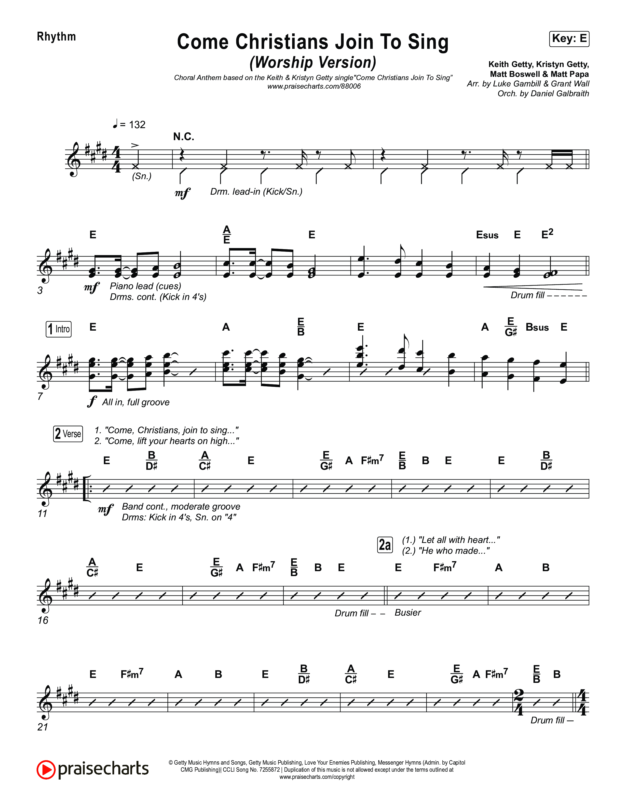 Come Christians Join To Sing (Choral Anthem SATB) Rhythm Pack (Matt Papa / Matt Boswell / Keith & Kristyn Getty / Sing! / Arr. Luke Gambill)
