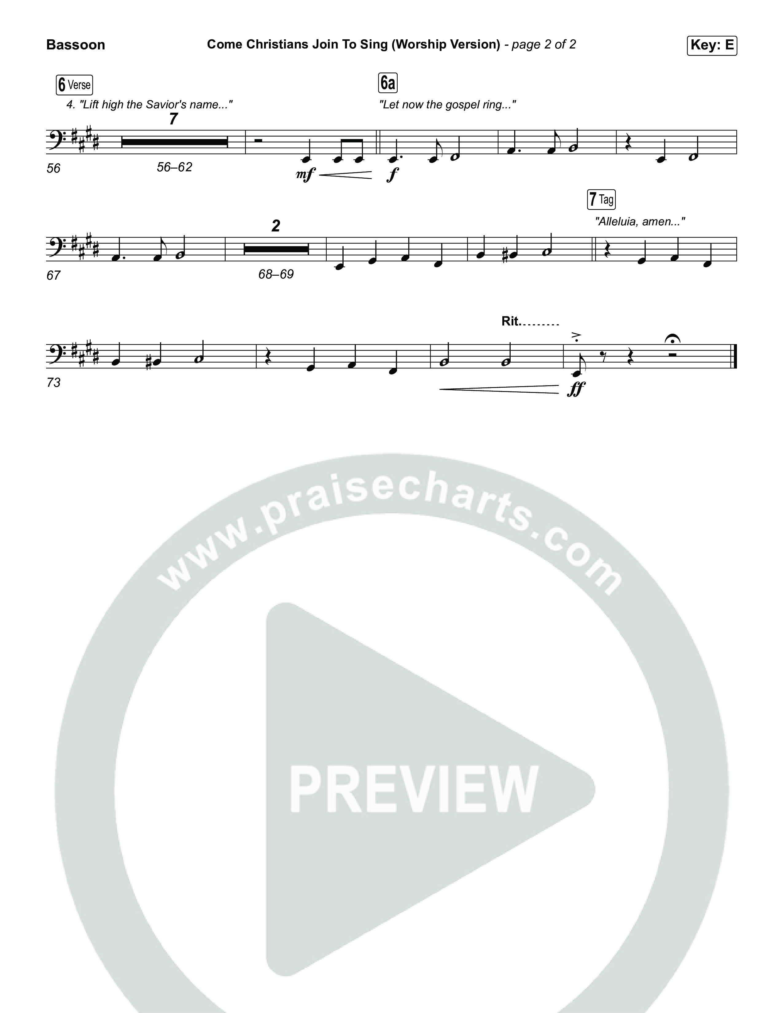 Come Christians Join To Sing (Worship Choir/SAB) Bassoon (Matt Papa / Matt Boswell / Keith & Kristyn Getty / Sing! / Arr. Luke Gambill)