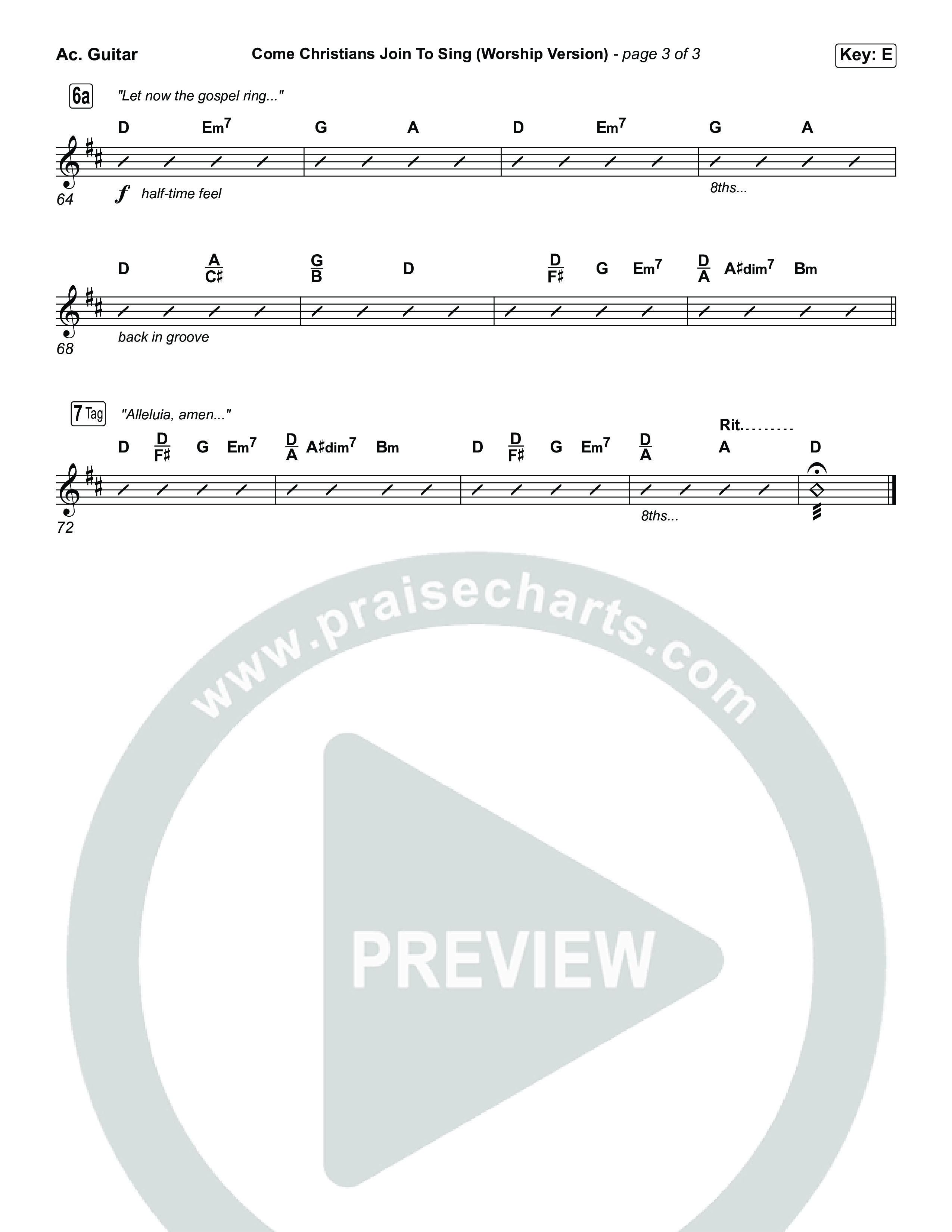 Come Christians Join To Sing (Unison/2-Part) Acoustic Guitar (Matt Papa / Matt Boswell / Keith & Kristyn Getty / Sing! / Arr. Luke Gambill)