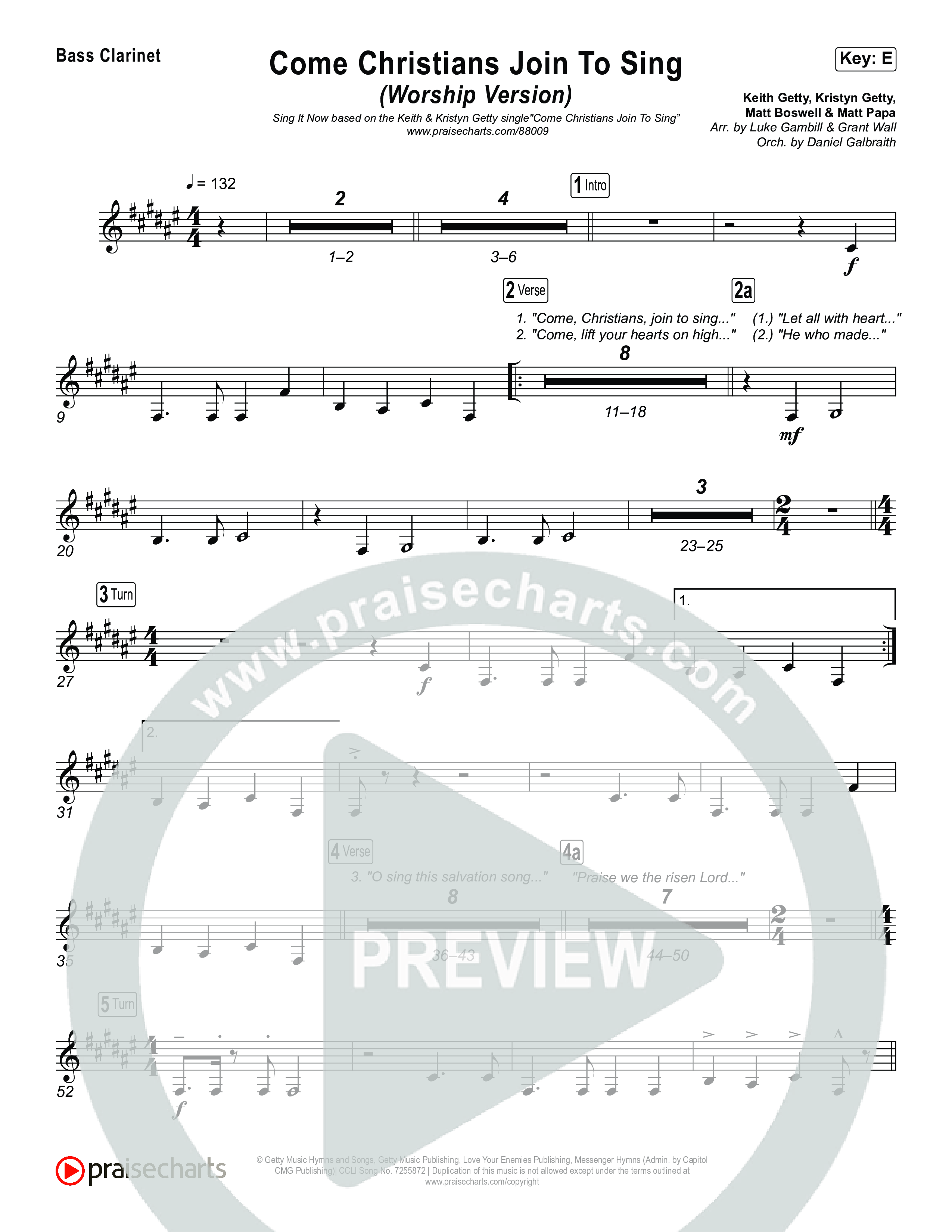 Come Christians Join To Sing (Sing It Now) Bass Clarinet (Matt Papa / Matt Boswell / Keith & Kristyn Getty / Sing! / Arr. Luke Gambill)