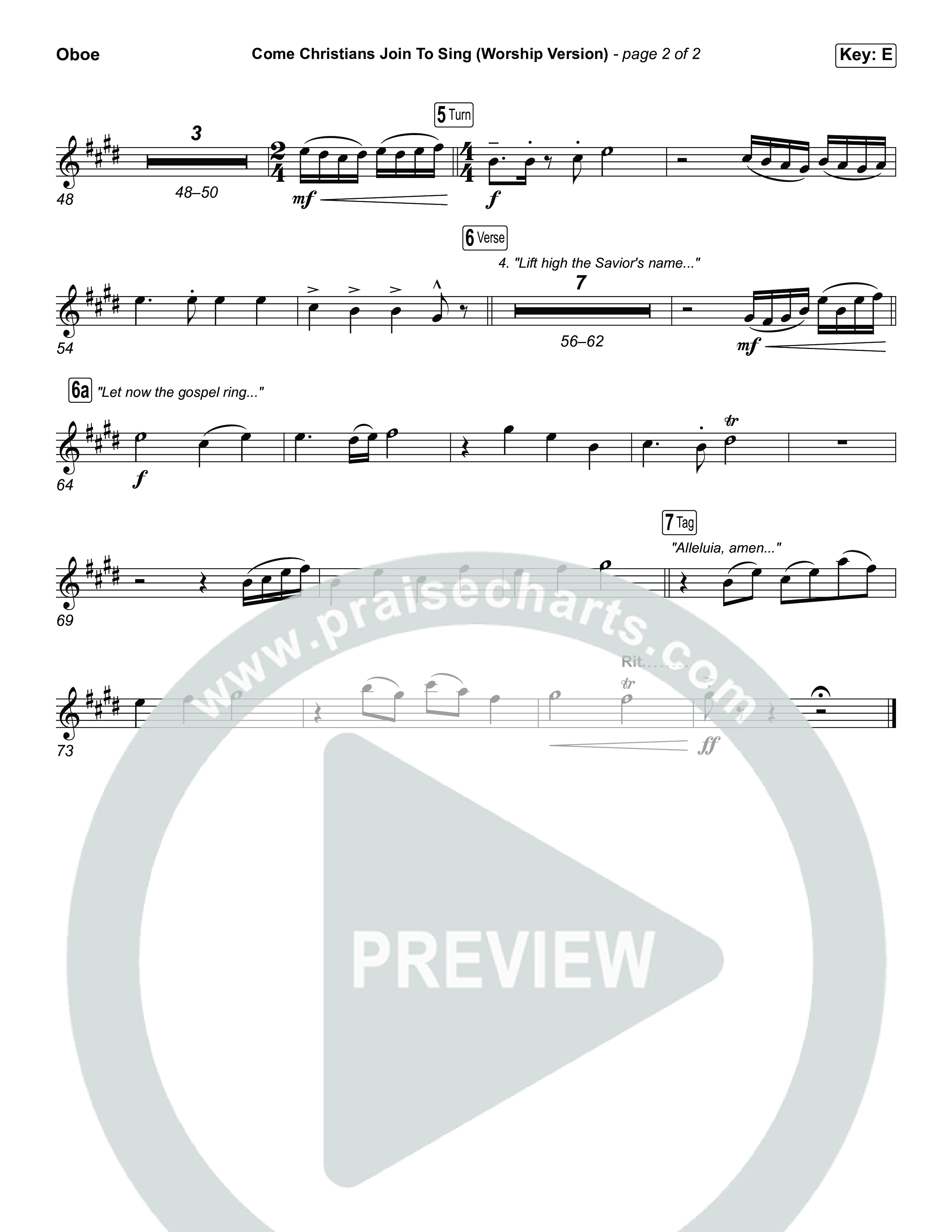Come Christians Join To Sing (Sing It Now) Oboe (Matt Papa / Matt Boswell / Keith & Kristyn Getty / Sing! / Arr. Luke Gambill)