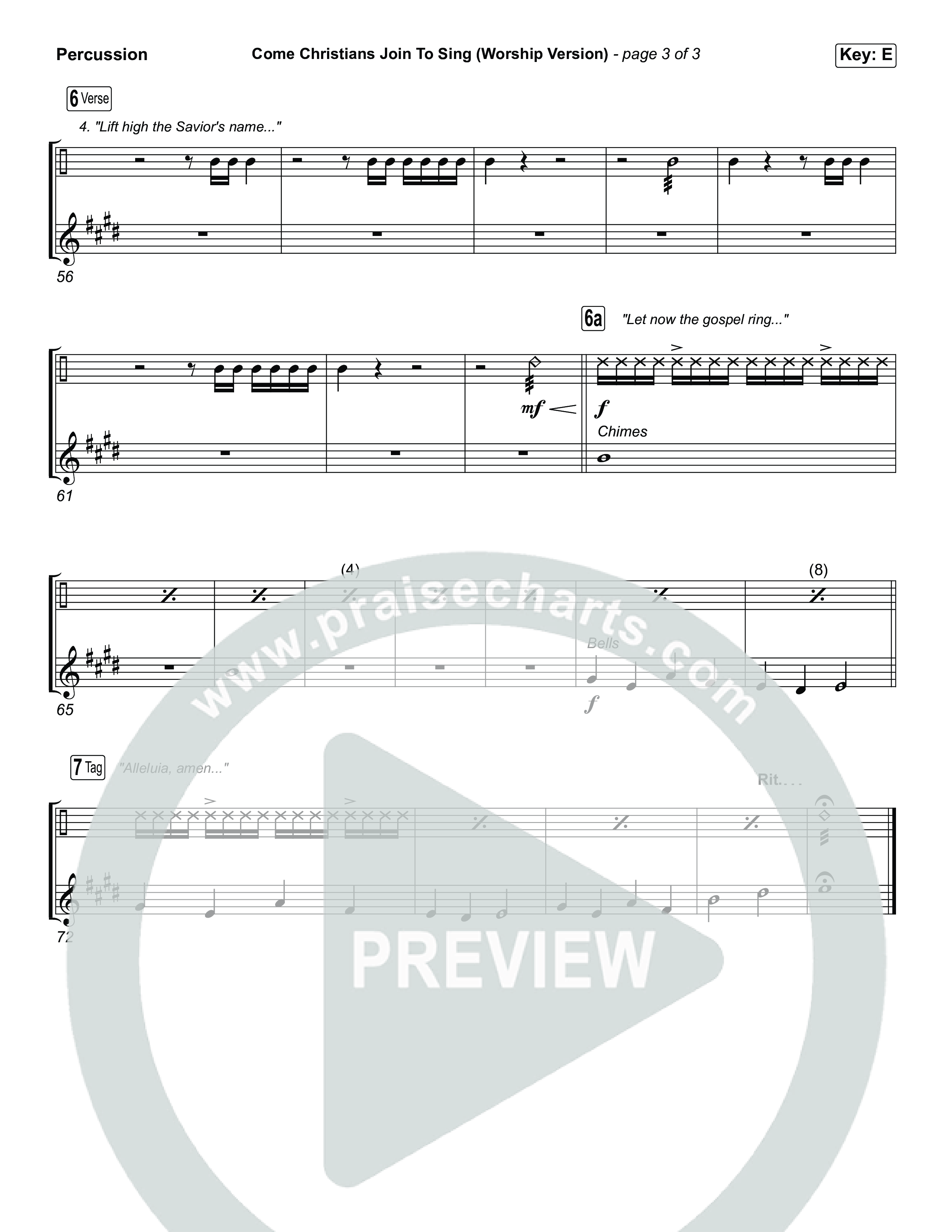 Come Christians Join To Sing (Sing It Now) Percussion (Matt Papa / Matt Boswell / Keith & Kristyn Getty / Sing! / Arr. Luke Gambill)