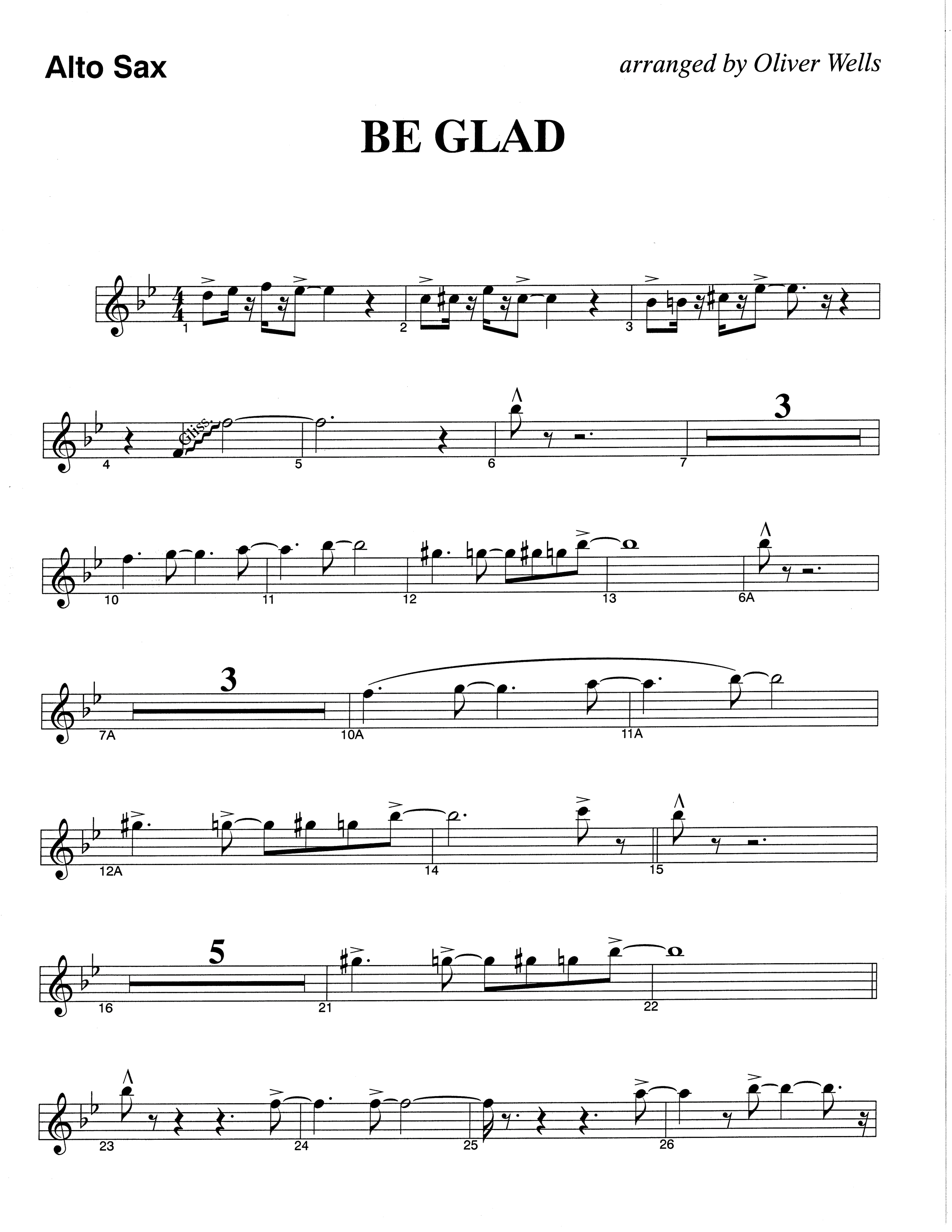 Be Glad (Choral Anthem SATB) Alto Sax (The Brooklyn Tabernacle Choir / Arr. Carol Cymbala)