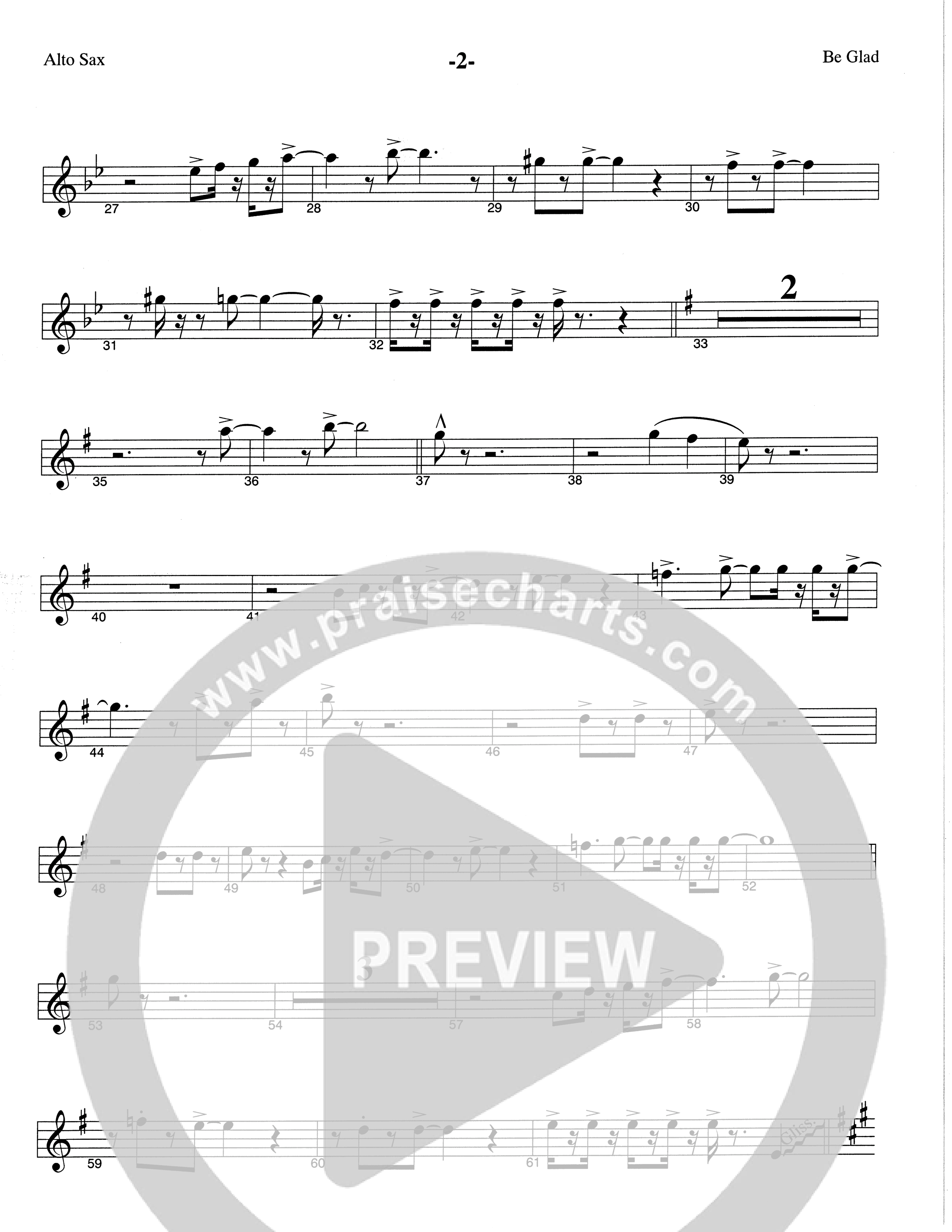 Be Glad (Choral Anthem SATB) Alto Sax (The Brooklyn Tabernacle Choir / Arr. Carol Cymbala)