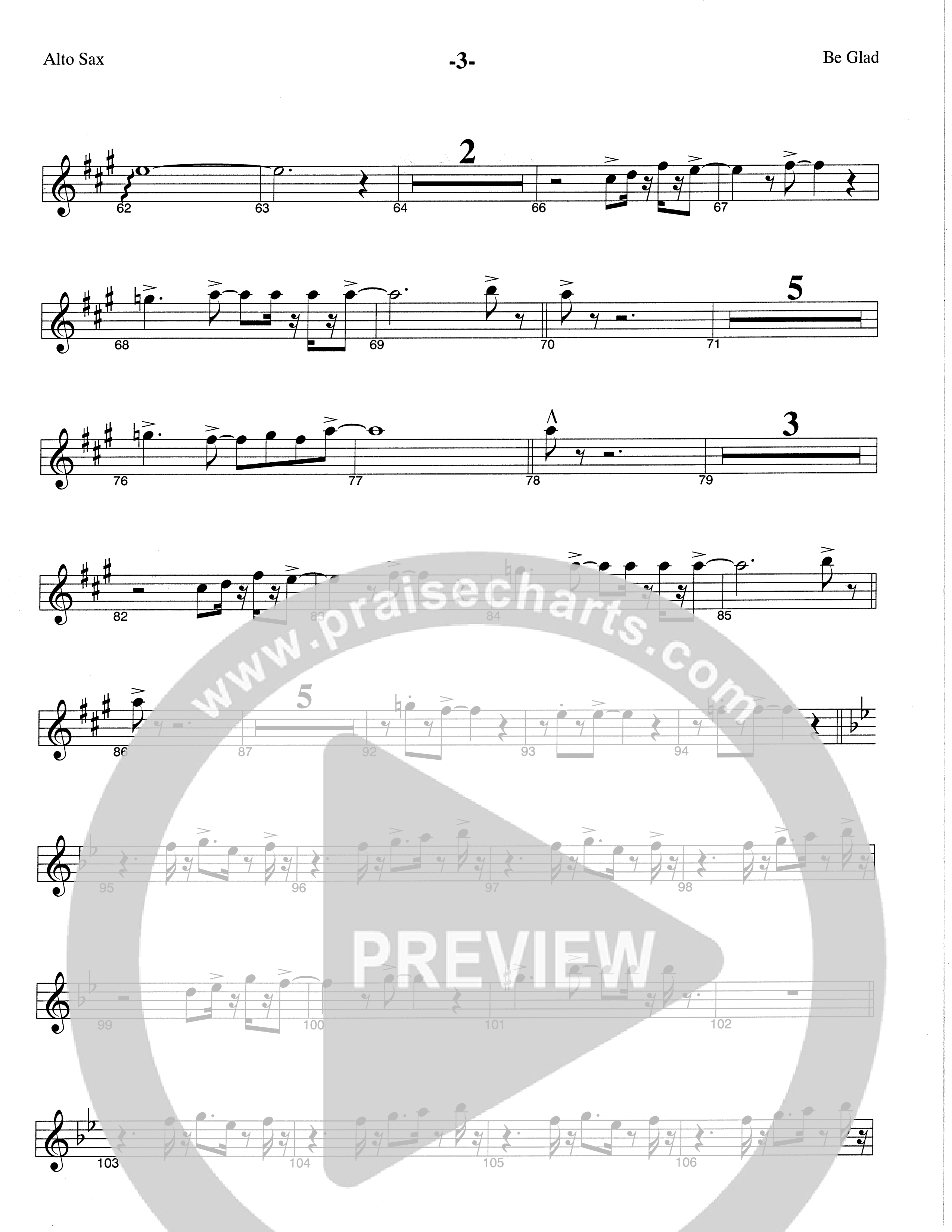 Be Glad (Choral Anthem SATB) Alto Sax (The Brooklyn Tabernacle Choir / Arr. Carol Cymbala)