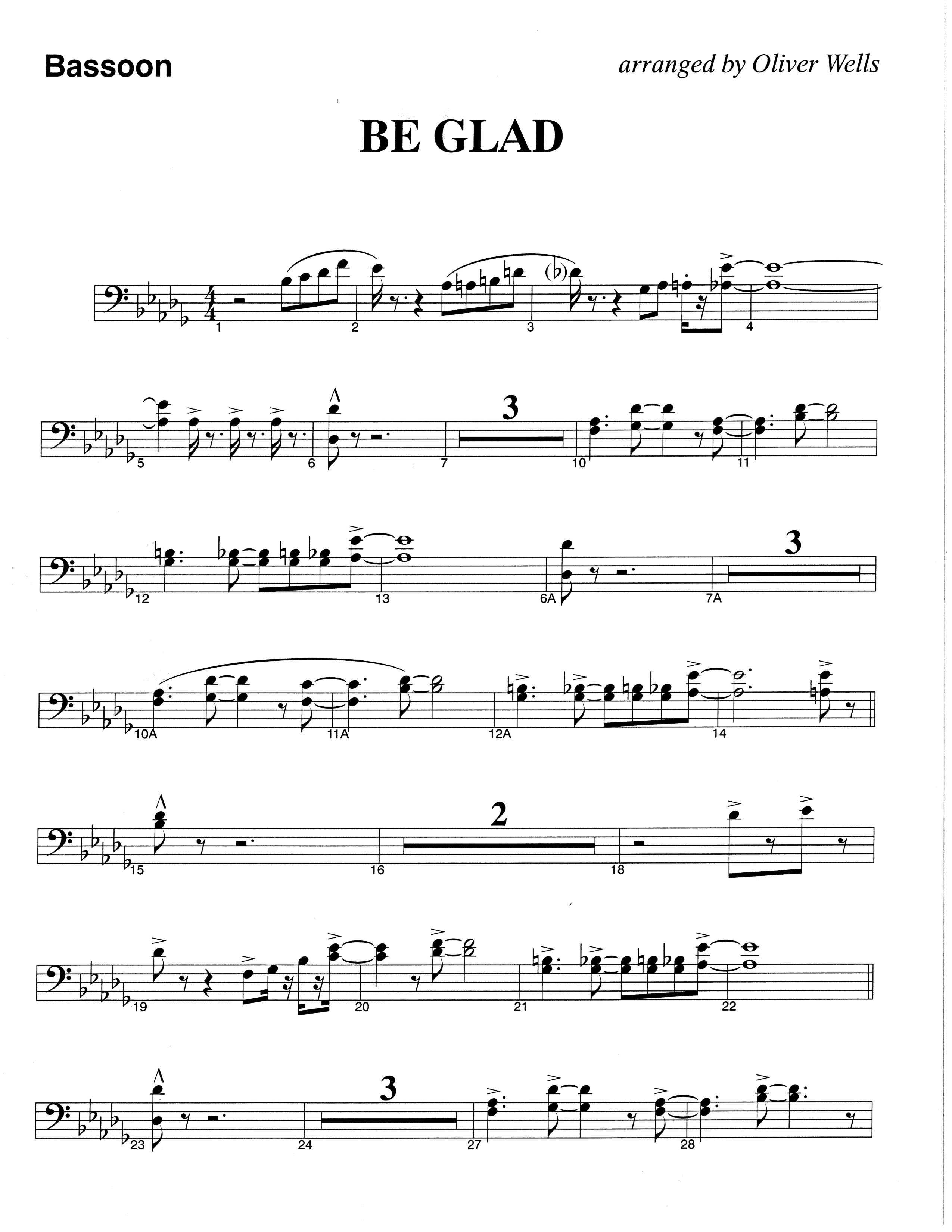 Be Glad (Choral Anthem SATB) Bassoon (The Brooklyn Tabernacle Choir / Arr. Carol Cymbala)