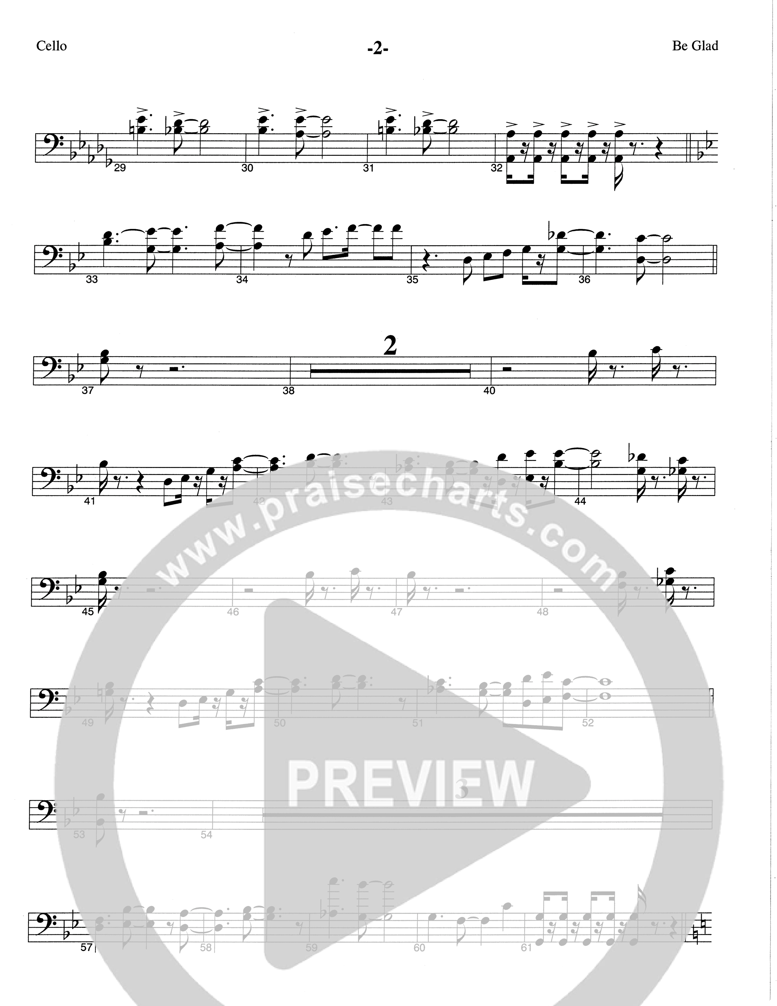 Be Glad (Choral Anthem SATB) Cello (The Brooklyn Tabernacle Choir / Arr. Carol Cymbala)