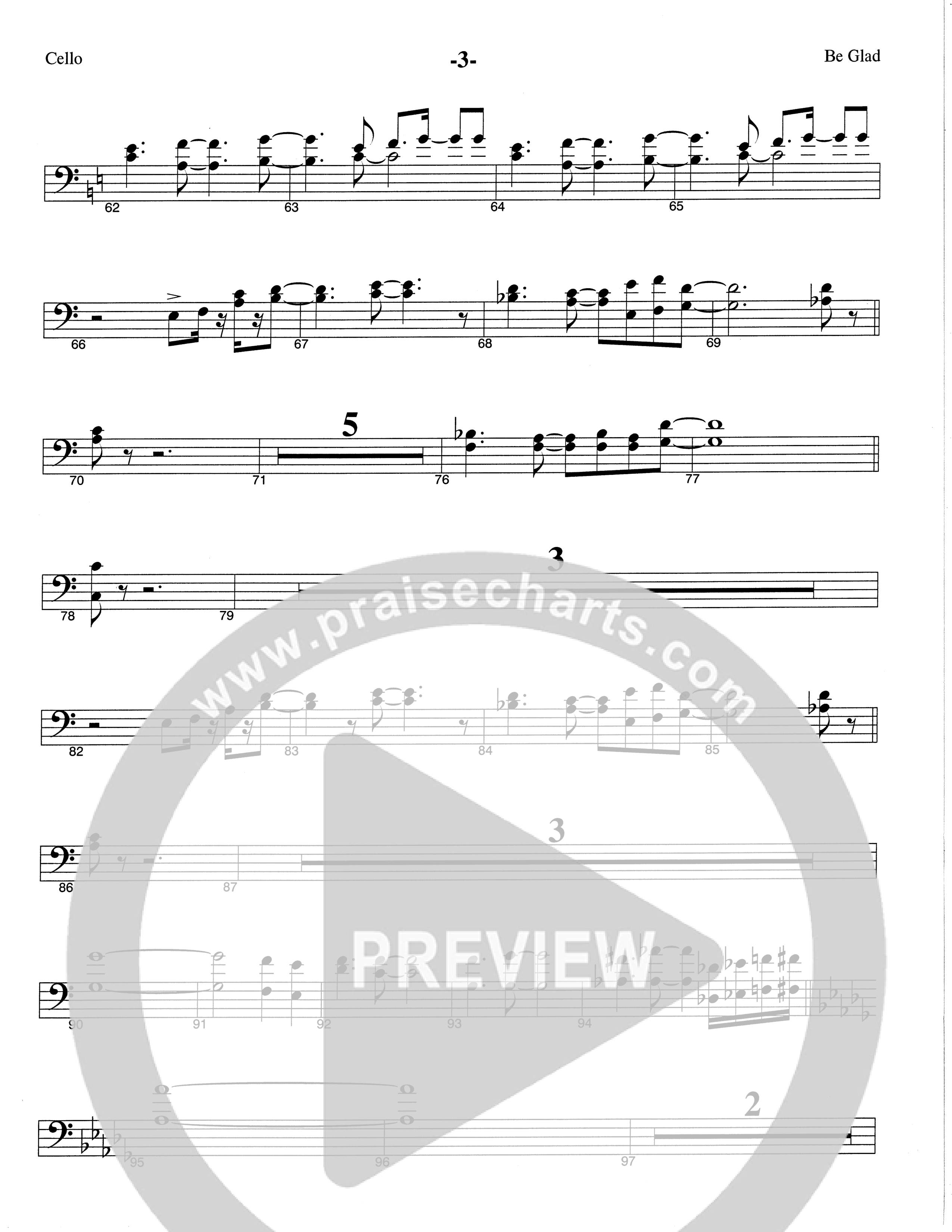 Be Glad (Choral Anthem SATB) Cello (The Brooklyn Tabernacle Choir / Arr. Carol Cymbala)