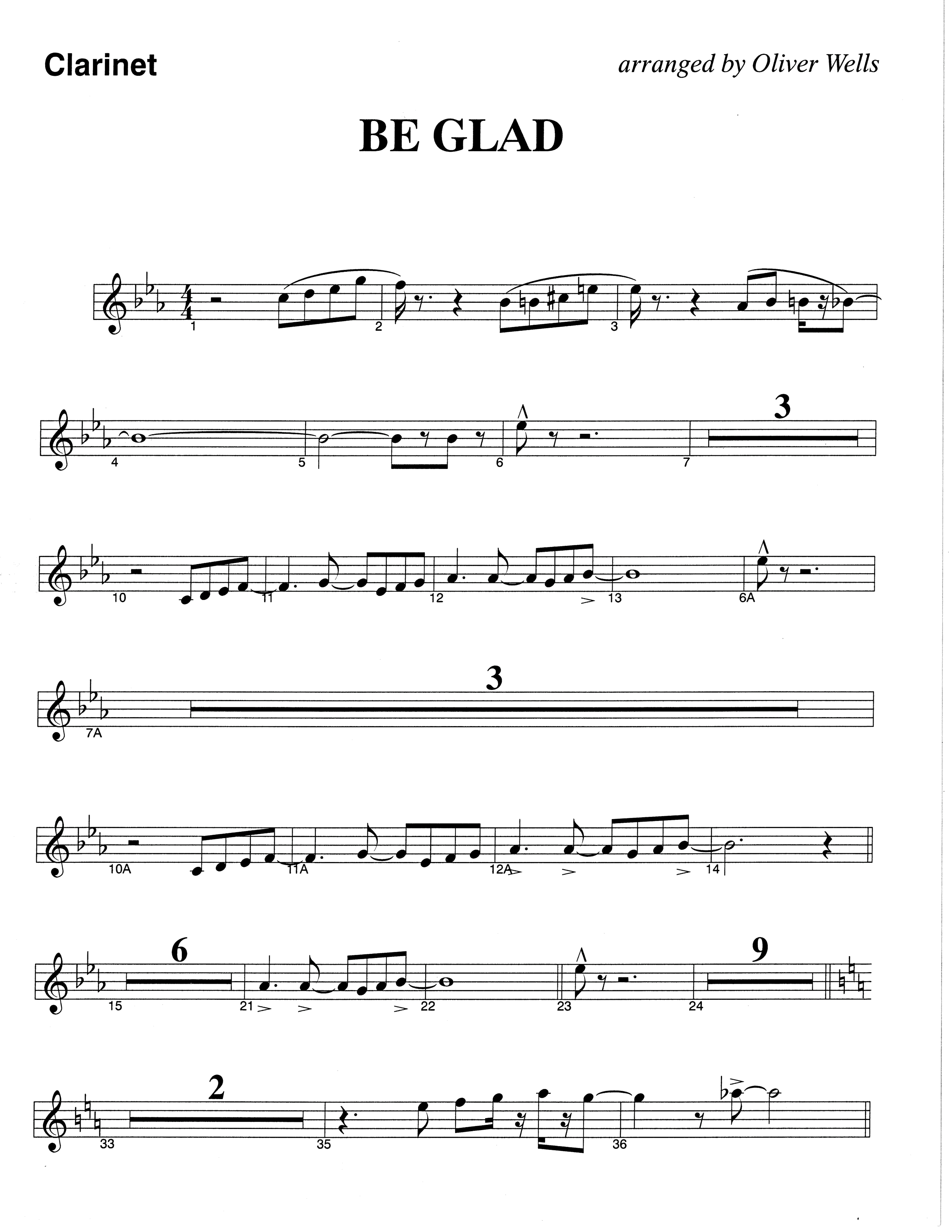 Be Glad (Choral Anthem SATB) Clarinet (The Brooklyn Tabernacle Choir / Arr. Carol Cymbala)