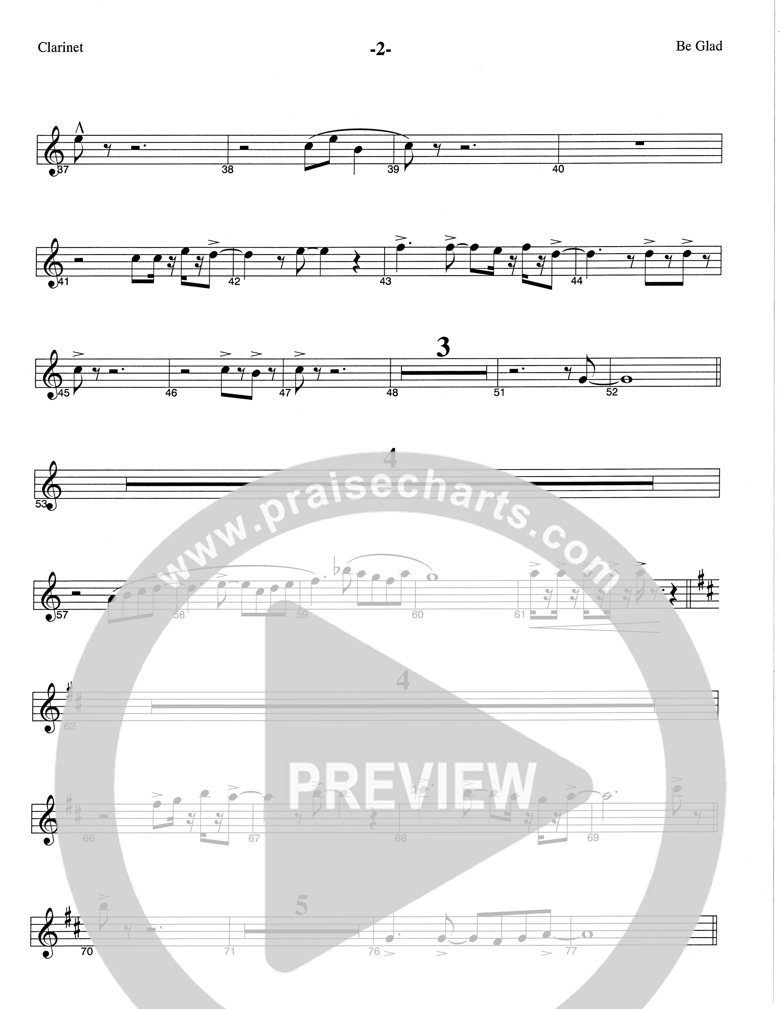 Be Glad (Choral Anthem SATB) Clarinet (The Brooklyn Tabernacle Choir / Arr. Carol Cymbala)