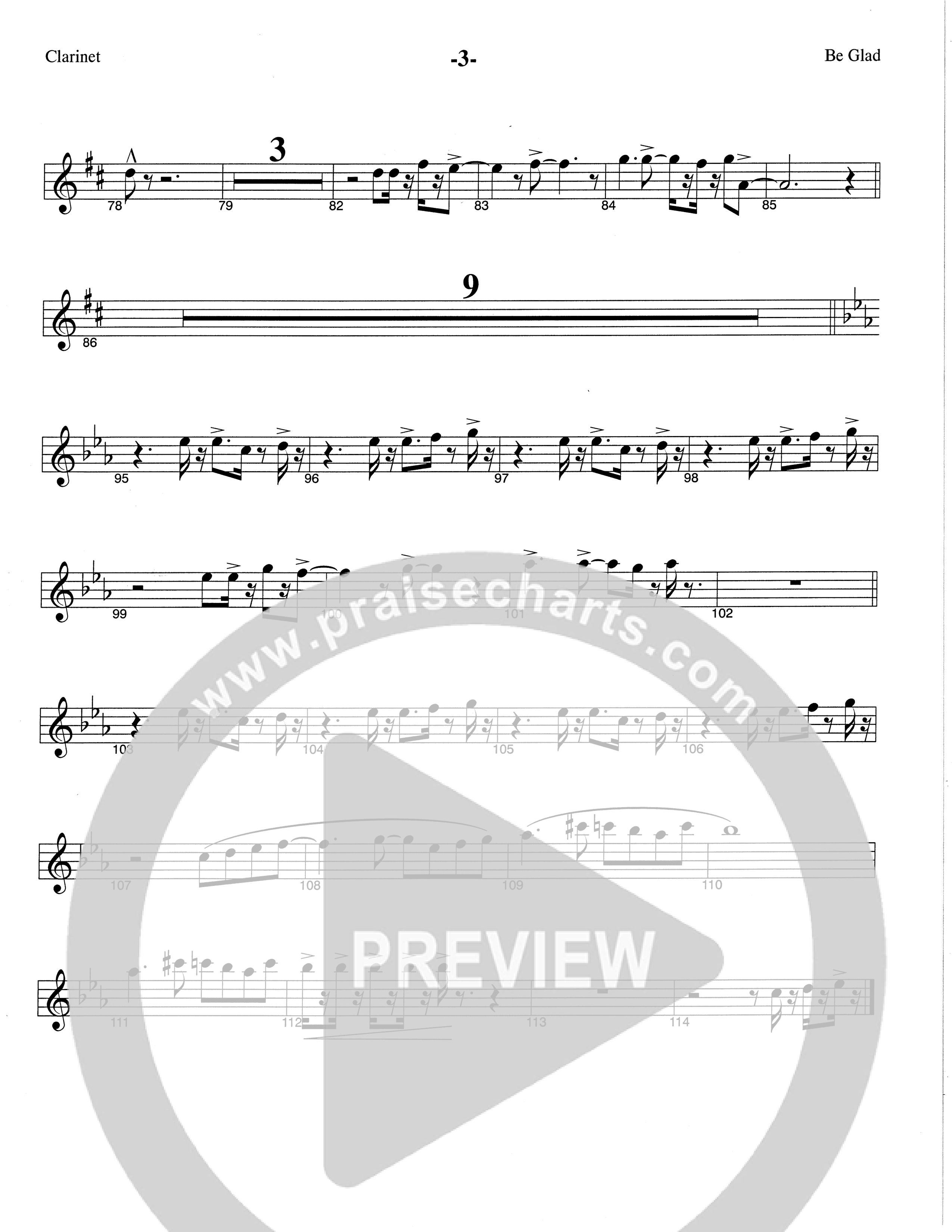 Be Glad (Choral Anthem SATB) Clarinet (The Brooklyn Tabernacle Choir / Arr. Carol Cymbala)