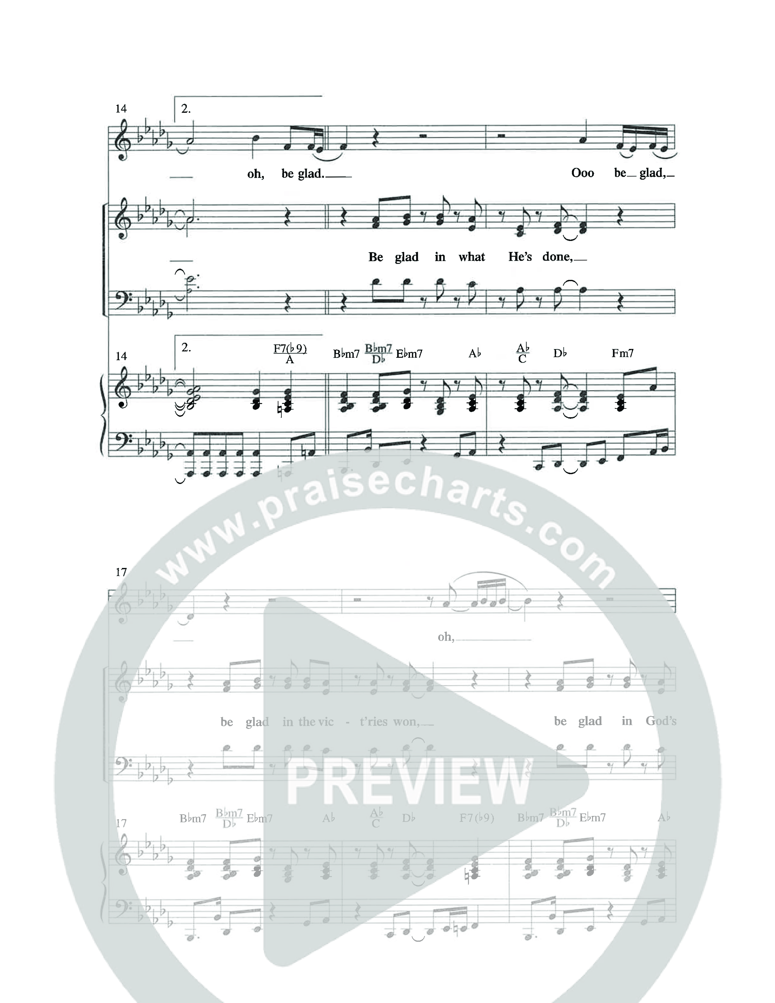 Be Glad (Choral Anthem SATB) Octavo (SATB & Pno) (The Brooklyn Tabernacle Choir / Arr. Carol Cymbala)