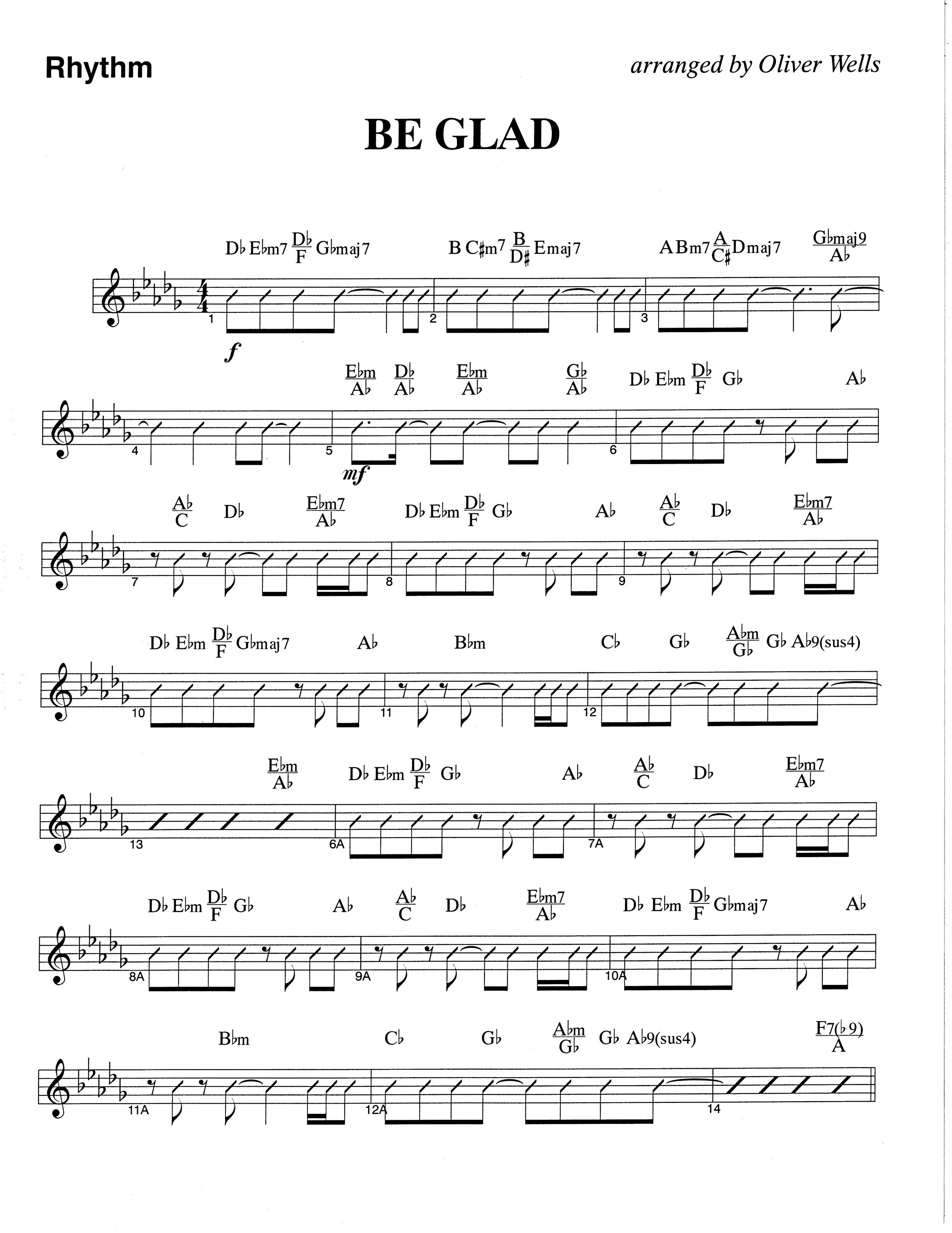 Be Glad (Choral Anthem SATB) Rhythm Chart (The Brooklyn Tabernacle Choir / Arr. Carol Cymbala)