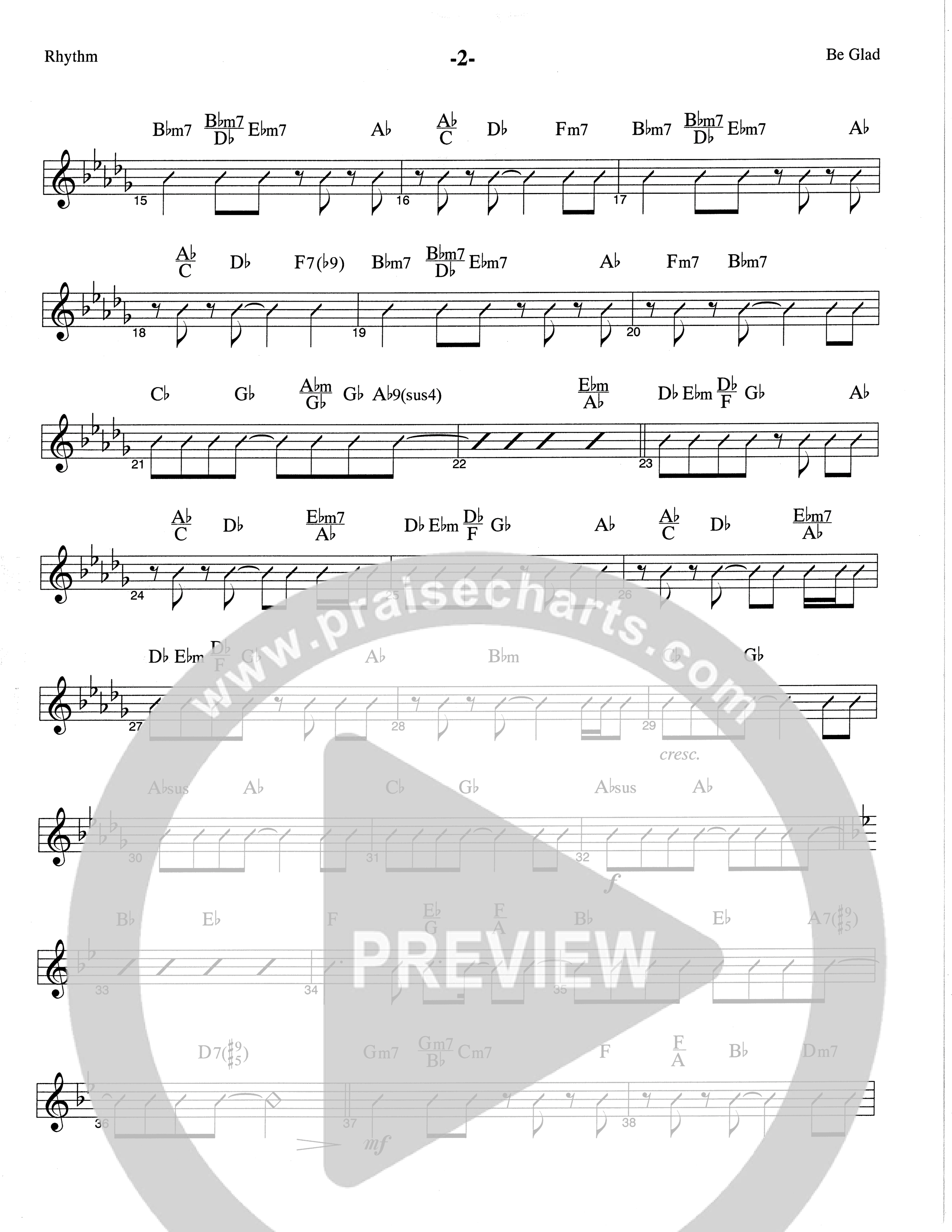 Be Glad (Choral Anthem SATB) Rhythm Chart (The Brooklyn Tabernacle Choir / Arr. Carol Cymbala)