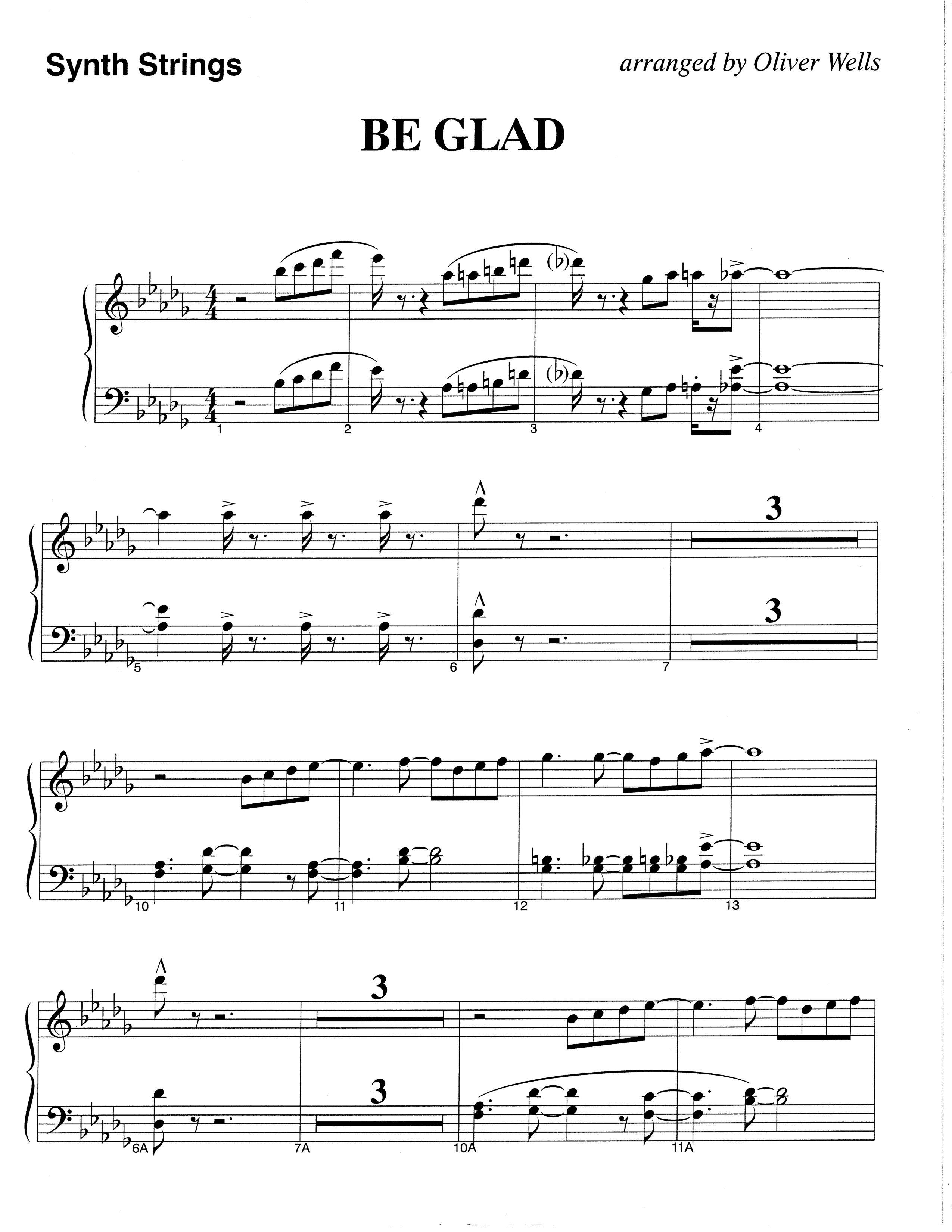 Be Glad (Choral Anthem SATB) String Reduction (The Brooklyn Tabernacle Choir / Arr. Carol Cymbala)