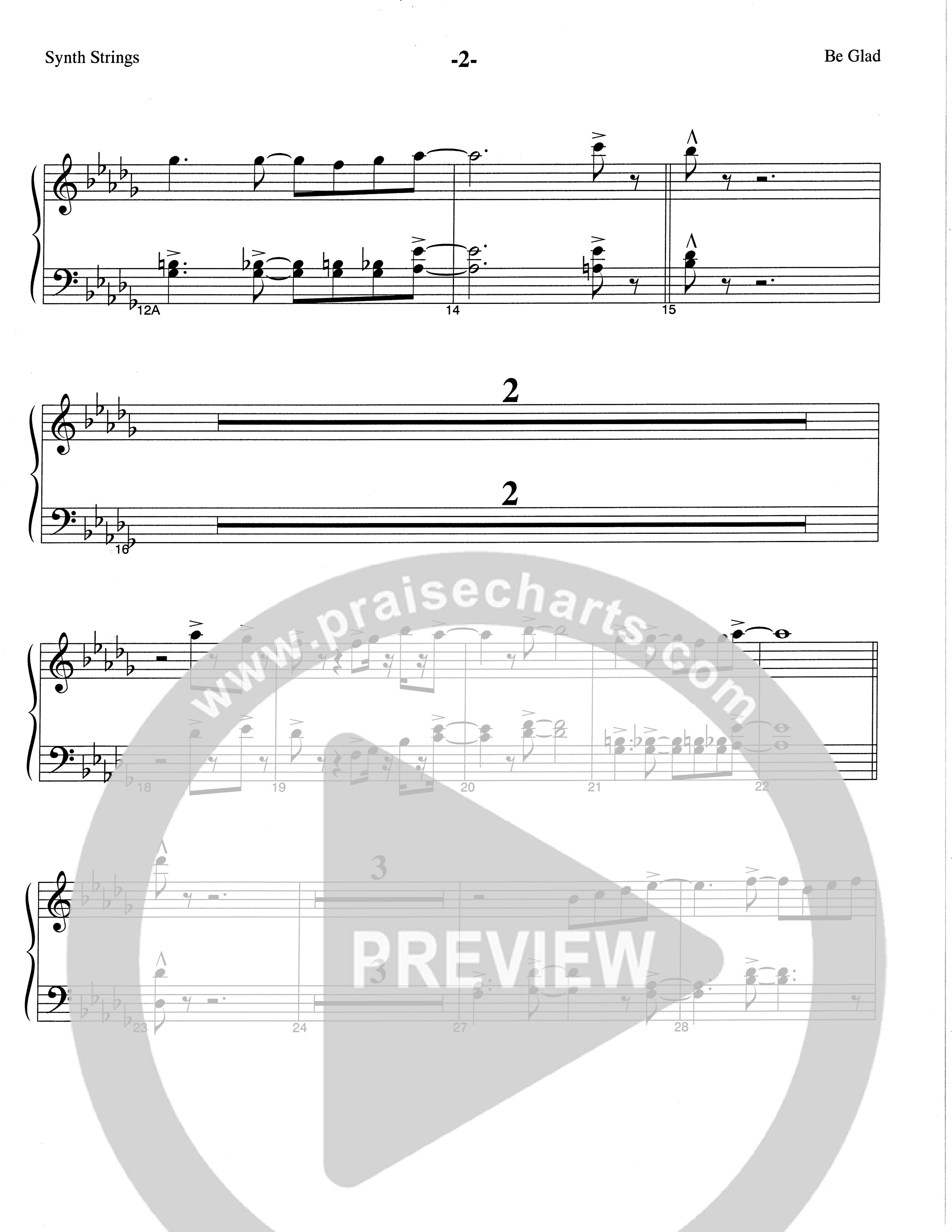 Be Glad (Choral Anthem SATB) String Reduction (The Brooklyn Tabernacle Choir / Arr. Carol Cymbala)