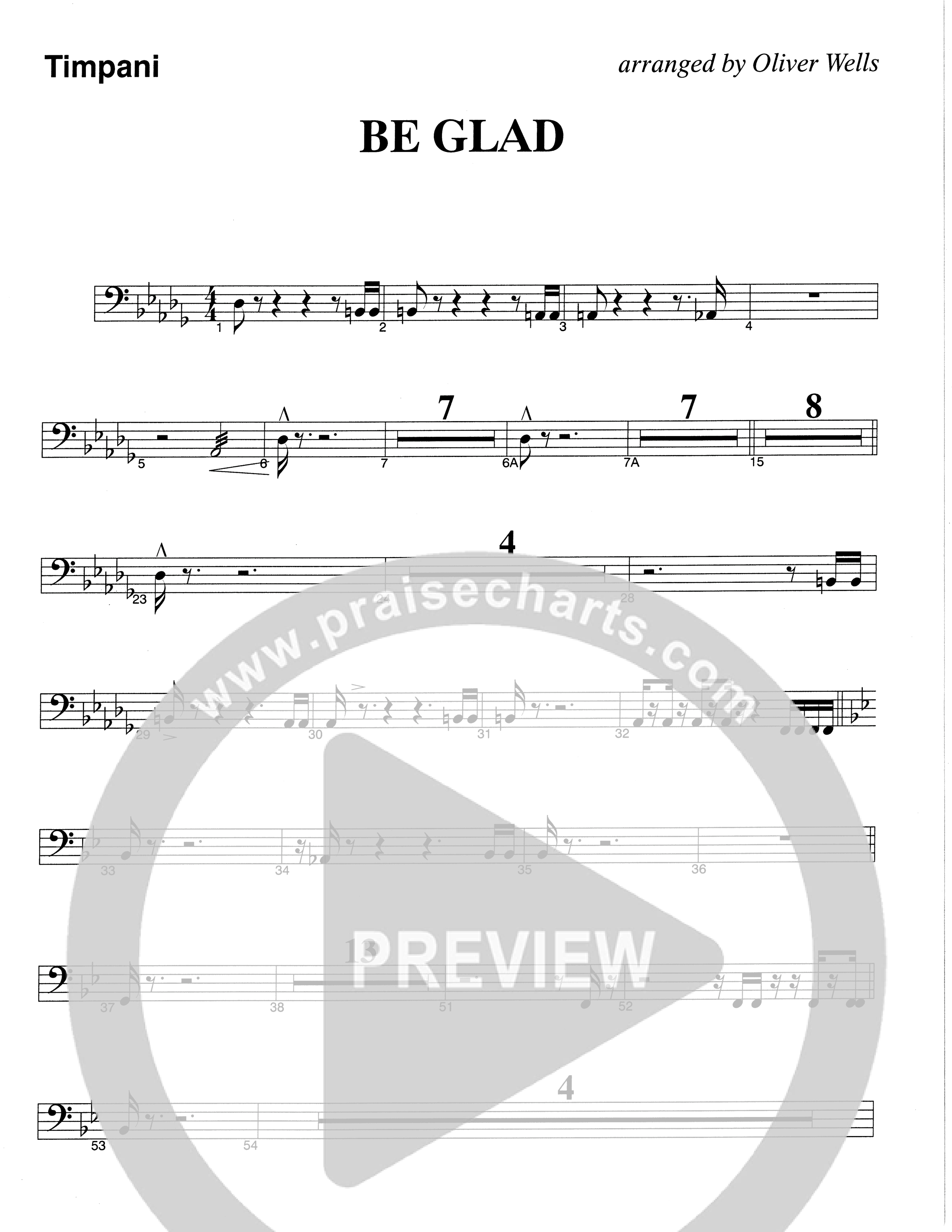 Be Glad (Choral Anthem SATB) Timpani (The Brooklyn Tabernacle Choir / Arr. Carol Cymbala)