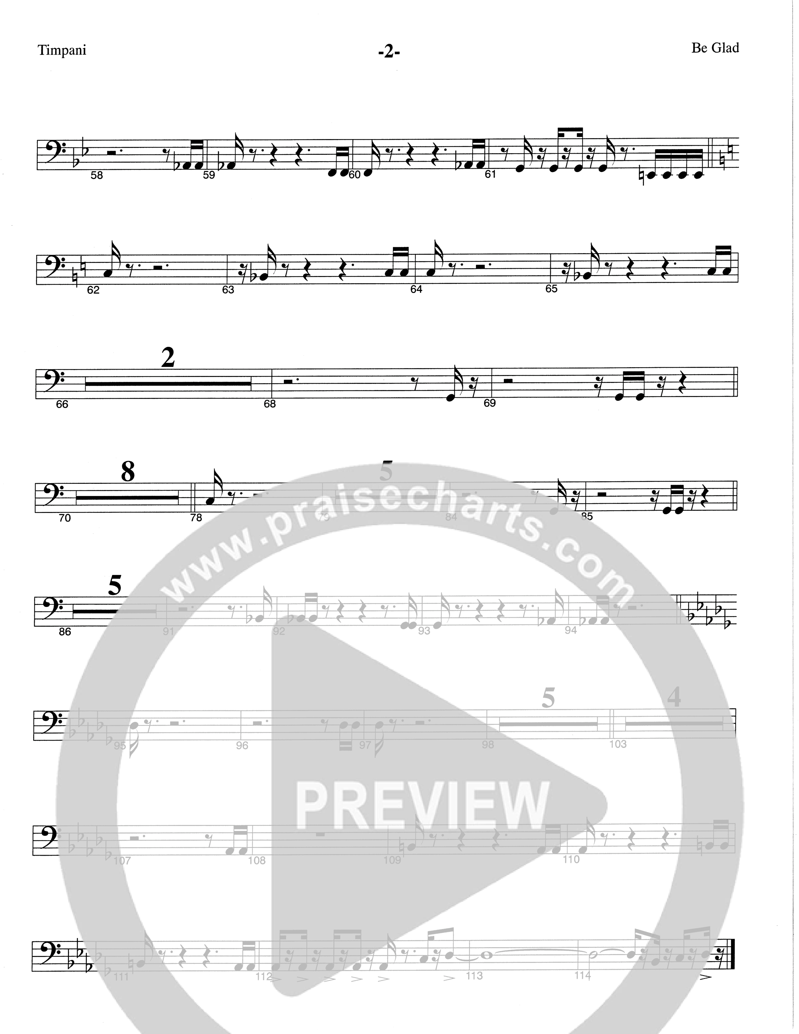 Be Glad (Choral Anthem SATB) Timpani (The Brooklyn Tabernacle Choir / Arr. Carol Cymbala)