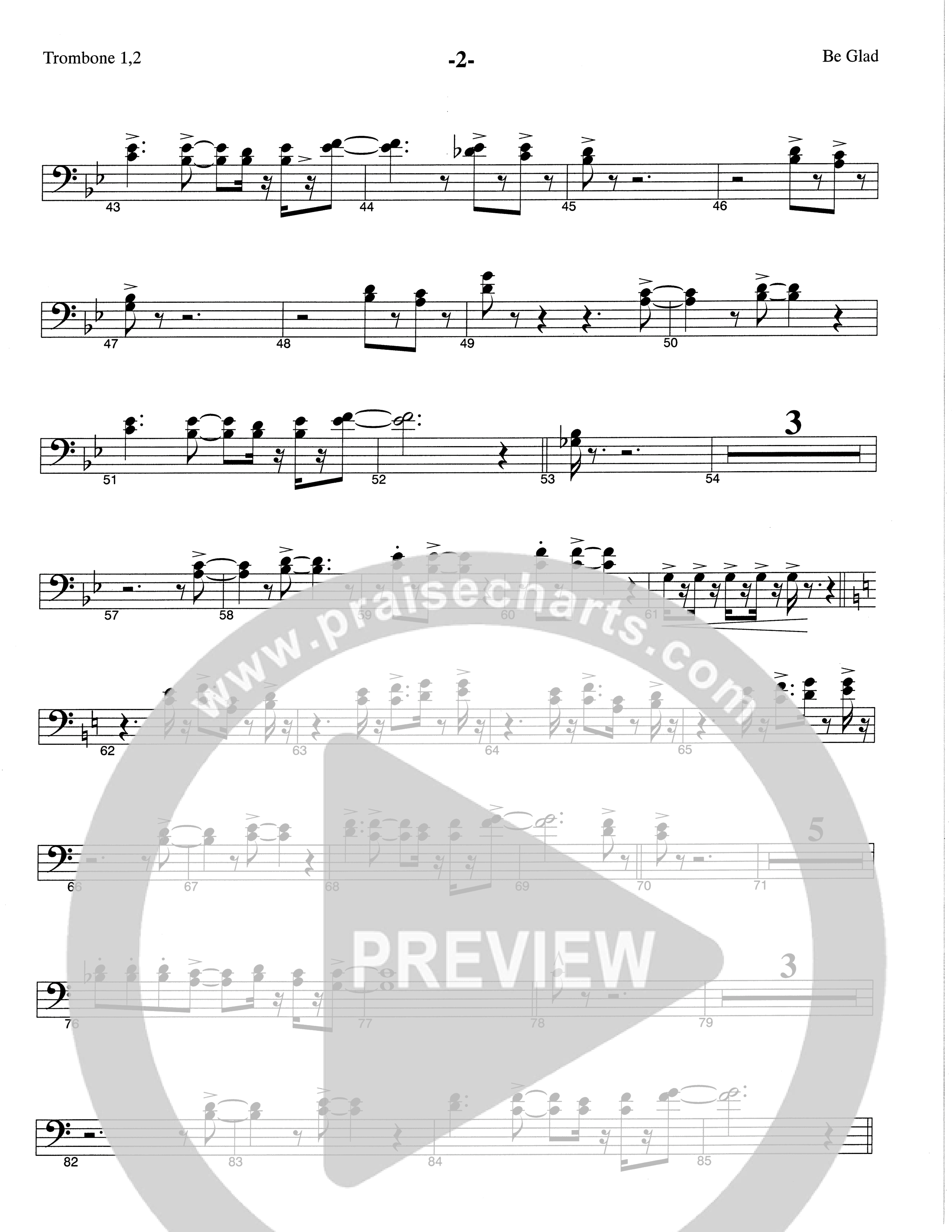 Be Glad (Choral Anthem SATB) Trombone 1/2 (The Brooklyn Tabernacle Choir / Arr. Carol Cymbala)