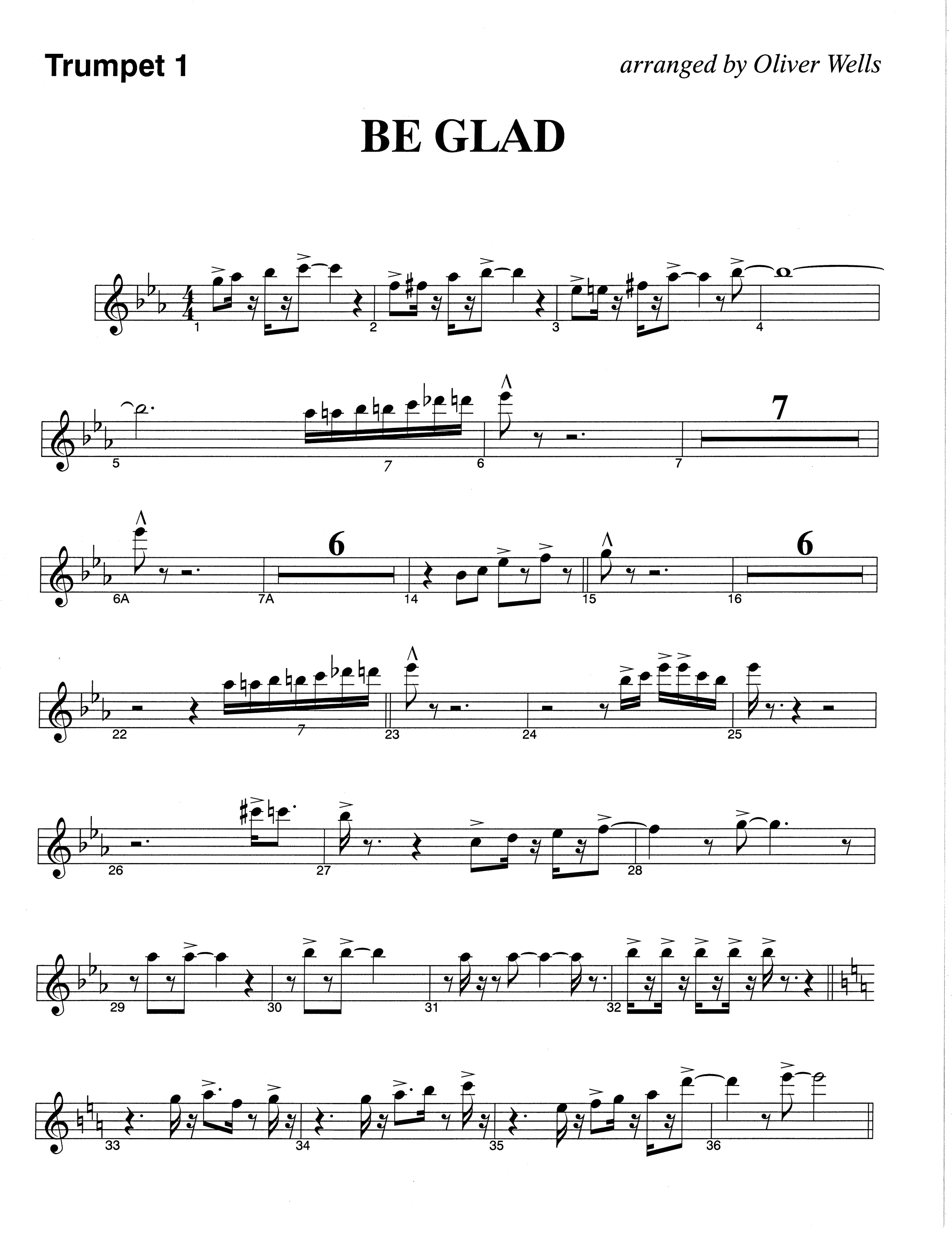 Be Glad (Choral Anthem SATB) Trumpet 1 (The Brooklyn Tabernacle Choir / Arr. Carol Cymbala)