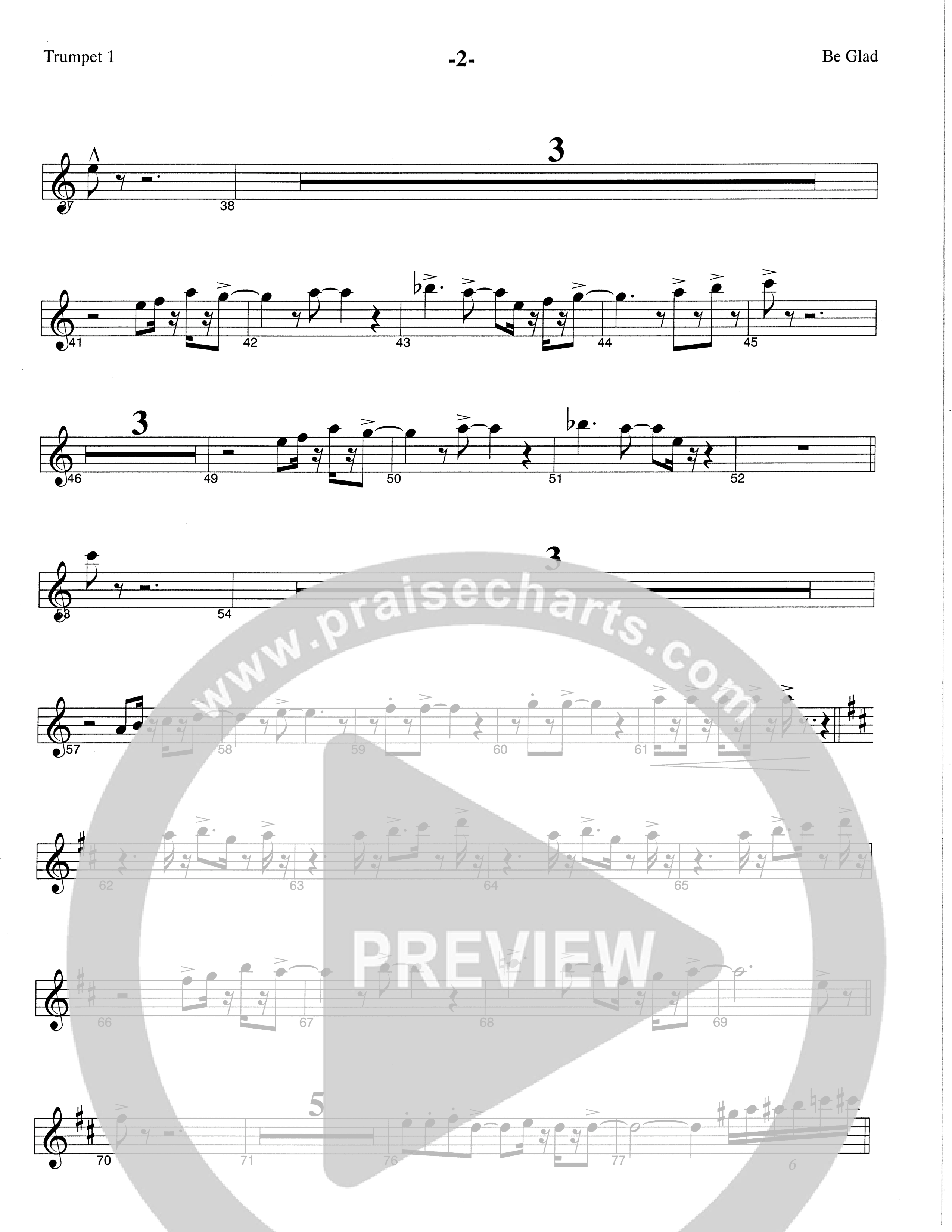 Be Glad (Choral Anthem SATB) Trumpet 1 (The Brooklyn Tabernacle Choir / Arr. Carol Cymbala)