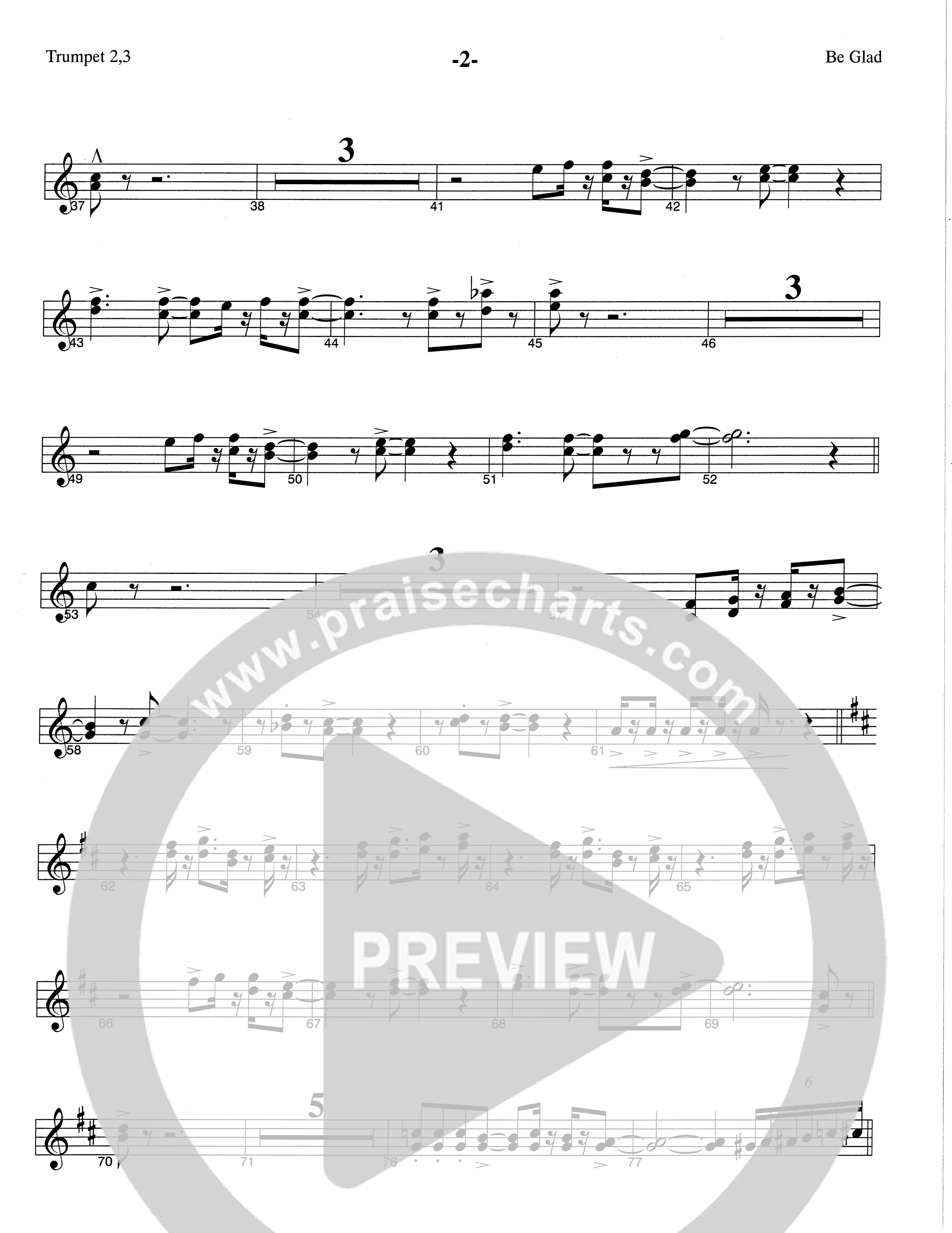 Be Glad (Choral Anthem SATB) Trumpet 2/3 (The Brooklyn Tabernacle Choir / Arr. Carol Cymbala)