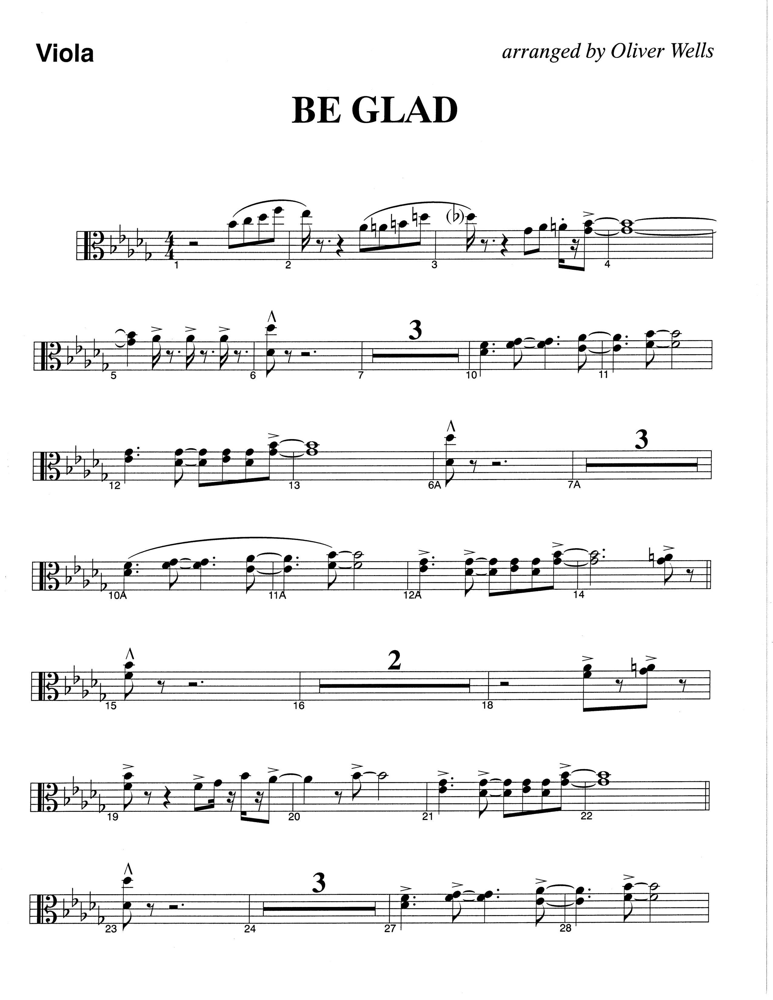 Be Glad (Choral Anthem SATB) Viola (The Brooklyn Tabernacle Choir / Arr. Carol Cymbala)