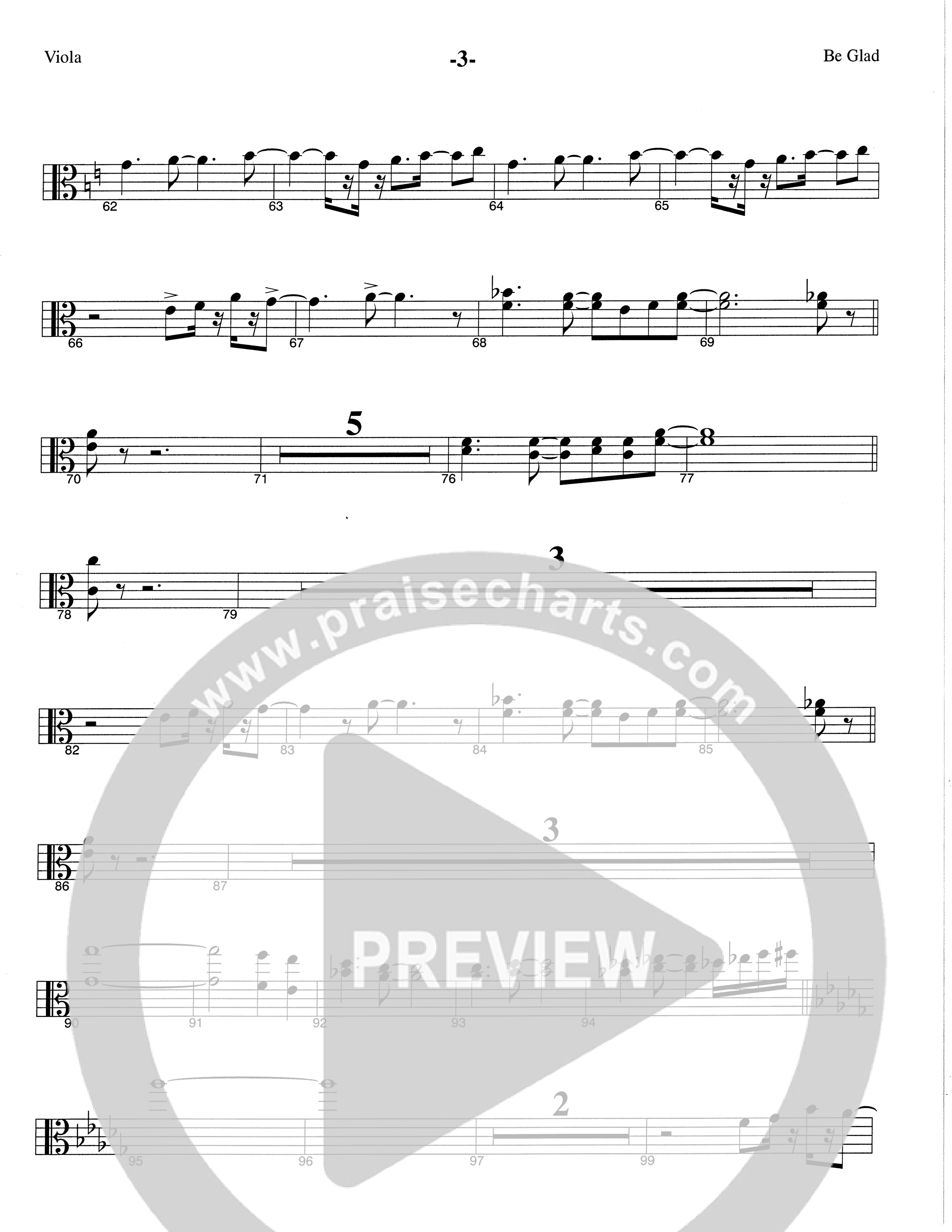 Be Glad (Choral Anthem SATB) Viola (The Brooklyn Tabernacle Choir / Arr. Carol Cymbala)