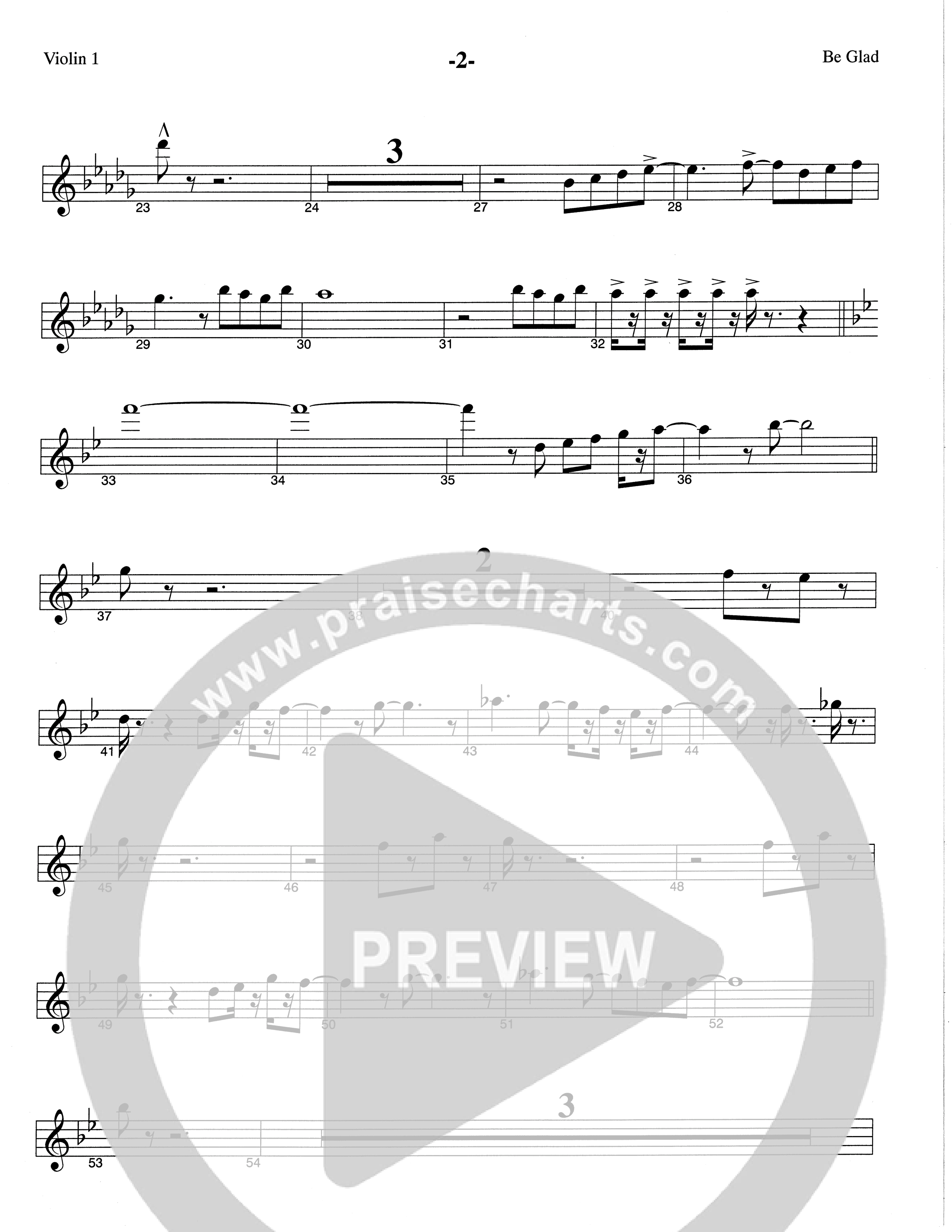 Be Glad (Choral Anthem SATB) Violin 1 (The Brooklyn Tabernacle Choir / Arr. Carol Cymbala)