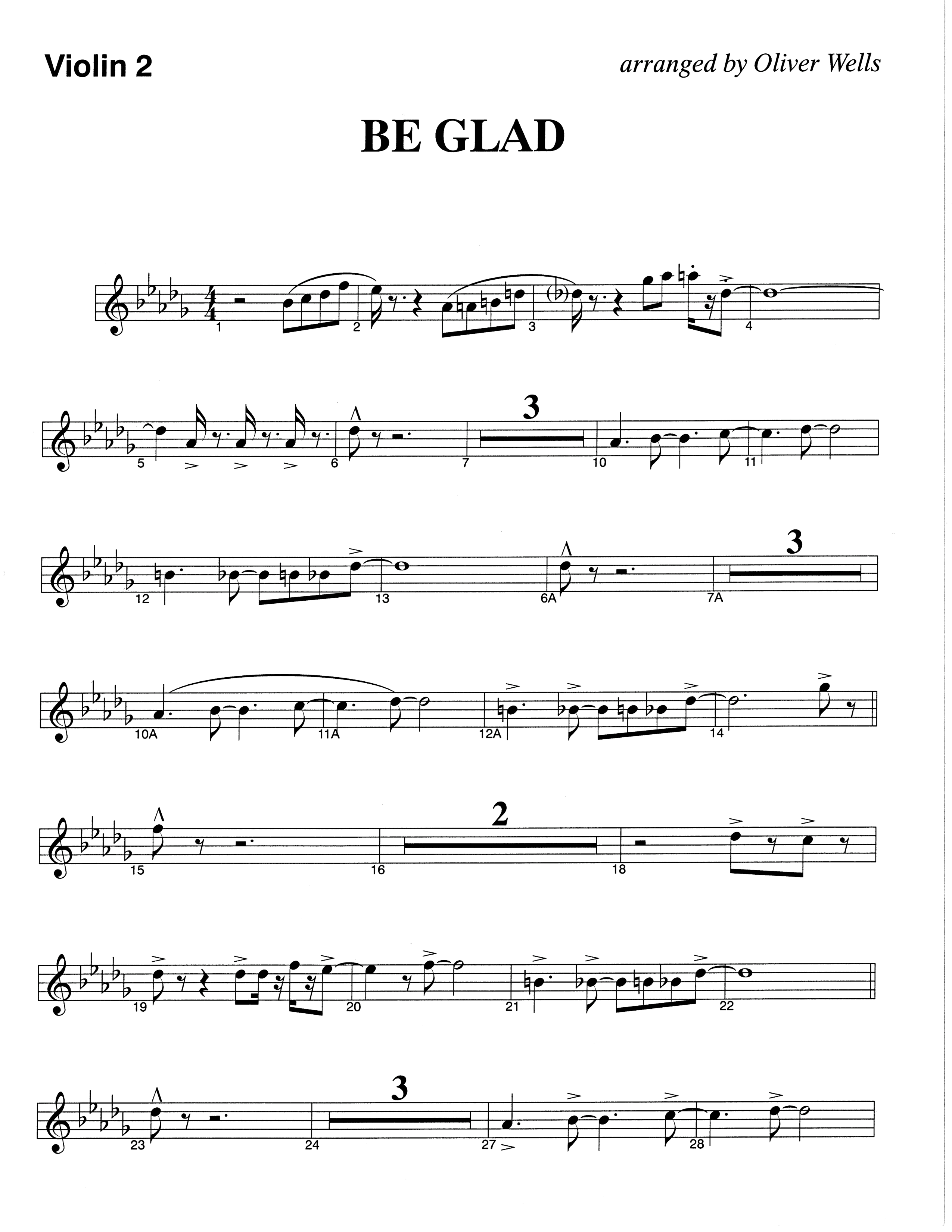 Be Glad (Choral Anthem SATB) Violin 2 (The Brooklyn Tabernacle Choir / Arr. Carol Cymbala)