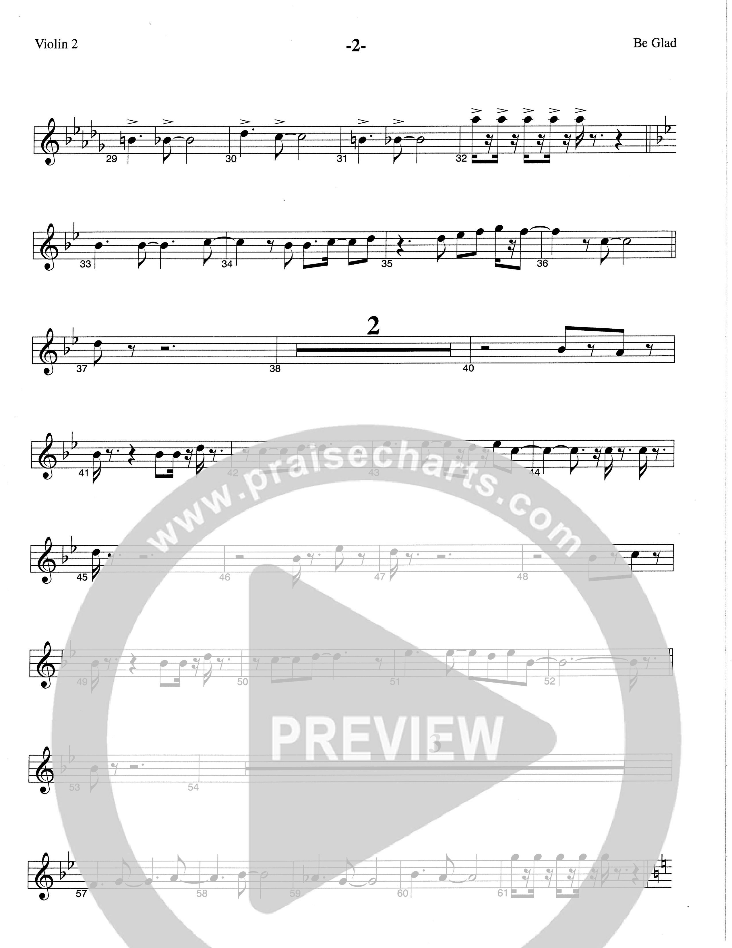 Be Glad (Choral Anthem SATB) Violin 2 (The Brooklyn Tabernacle Choir / Arr. Carol Cymbala)