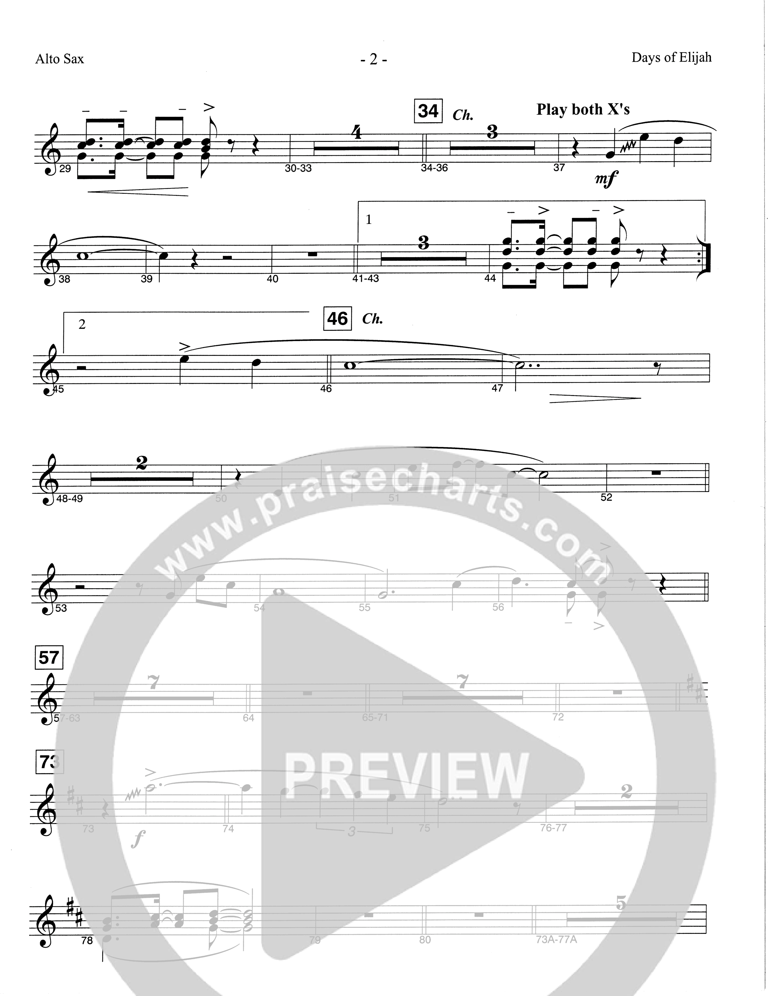 Days of Elijah (Choral Anthem SATB) Alto Sax (The Brooklyn Tabernacle Choir / Arr. Carol Cymbala)