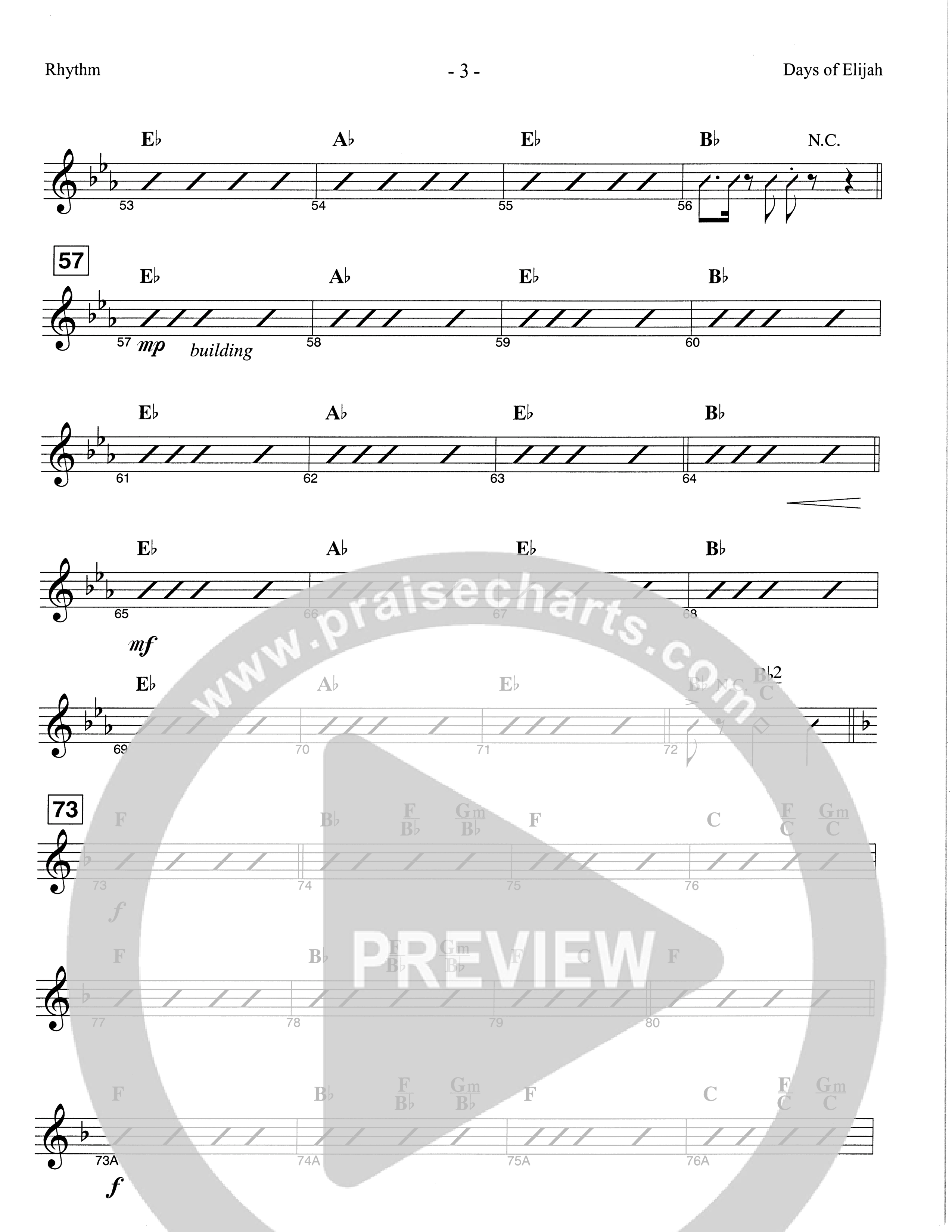 Days of Elijah (Choral Anthem SATB) Rhythm Chart (The Brooklyn Tabernacle Choir / Arr. Carol Cymbala)