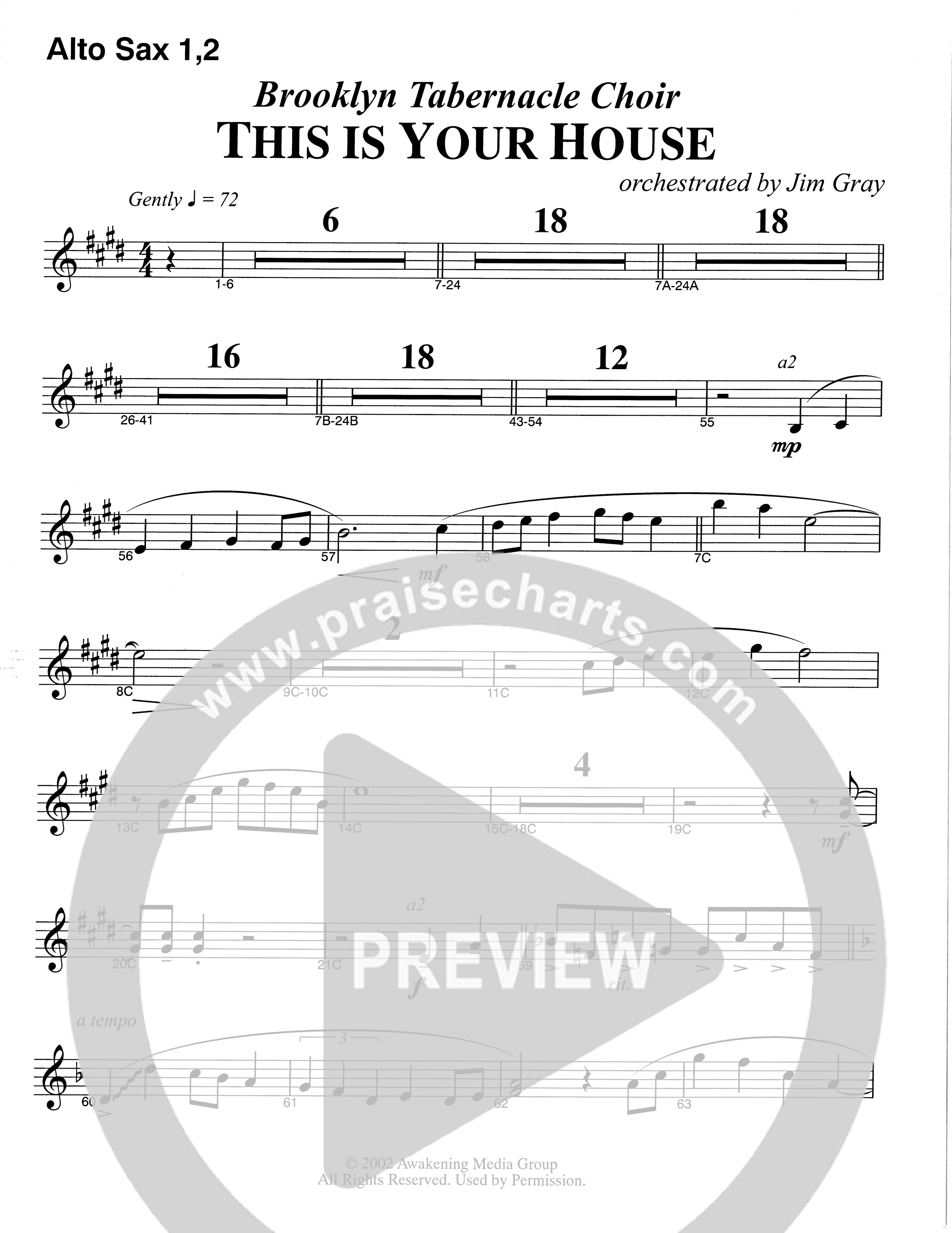 This Is Your House (Choral Anthem SATB) Alto Sax (The Brooklyn Tabernacle Choir / Arr. Carol Cymbala)