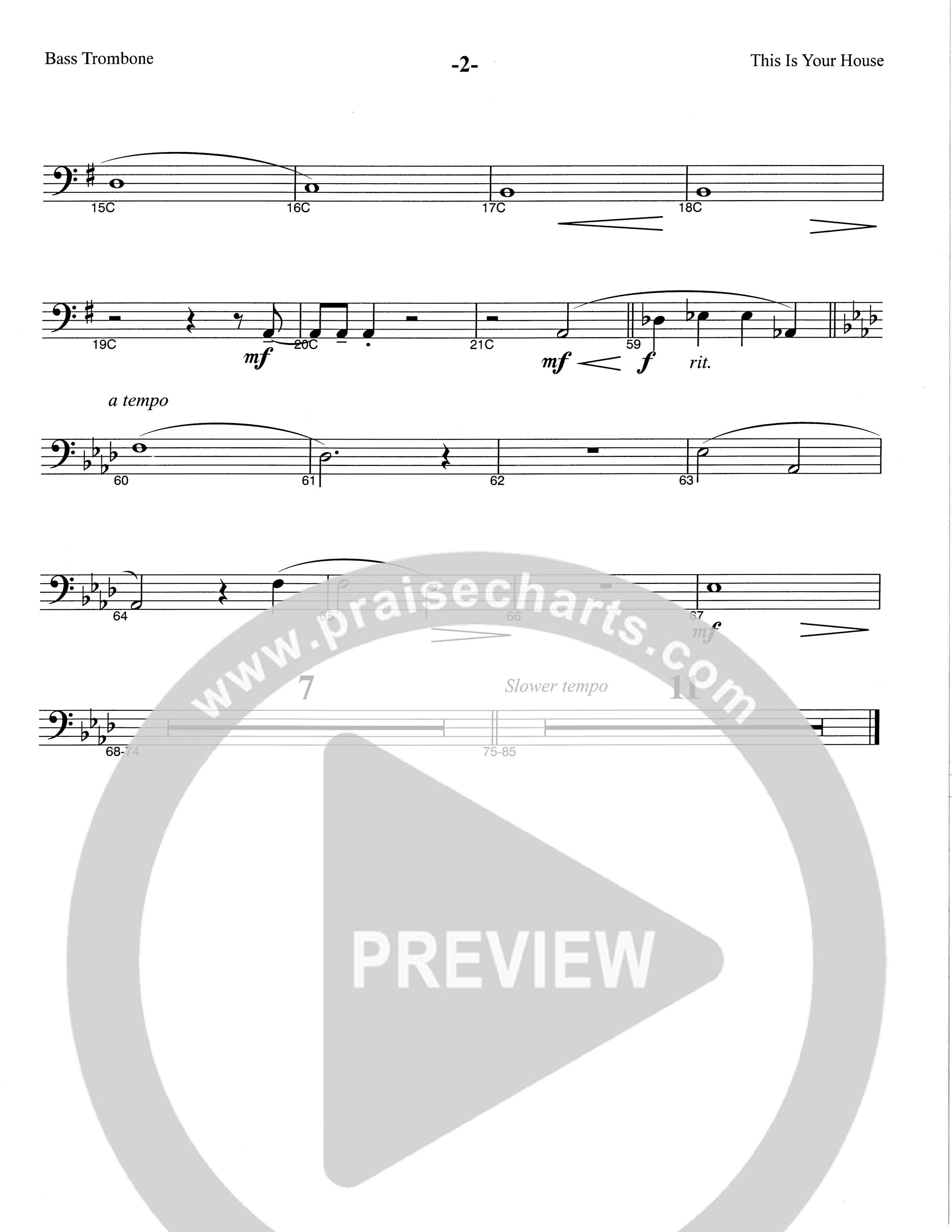 This Is Your House (Choral Anthem SATB) Bass Trombone (The Brooklyn Tabernacle Choir / Arr. Carol Cymbala)