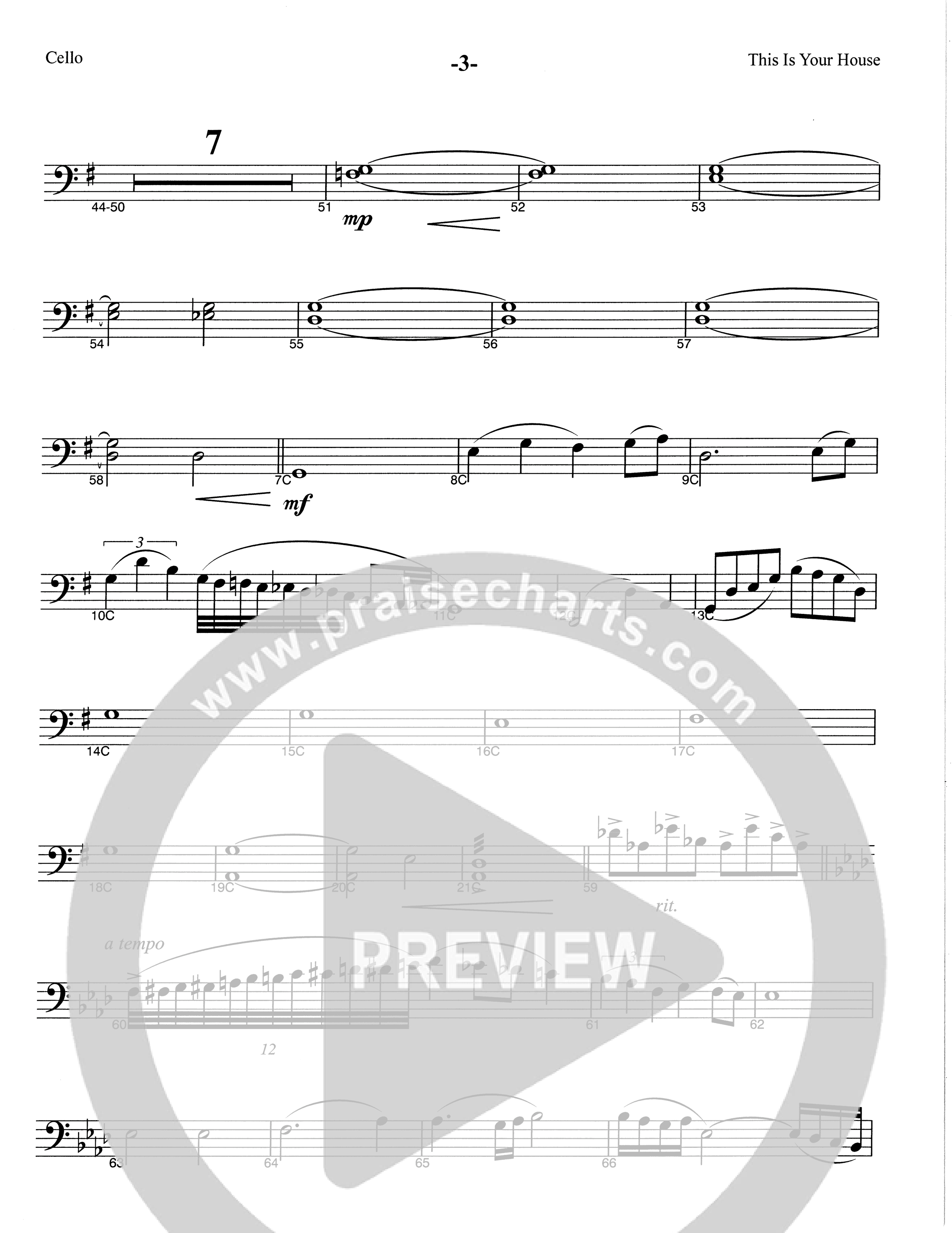 This Is Your House (Choral Anthem SATB) Cello (The Brooklyn Tabernacle Choir / Arr. Carol Cymbala)