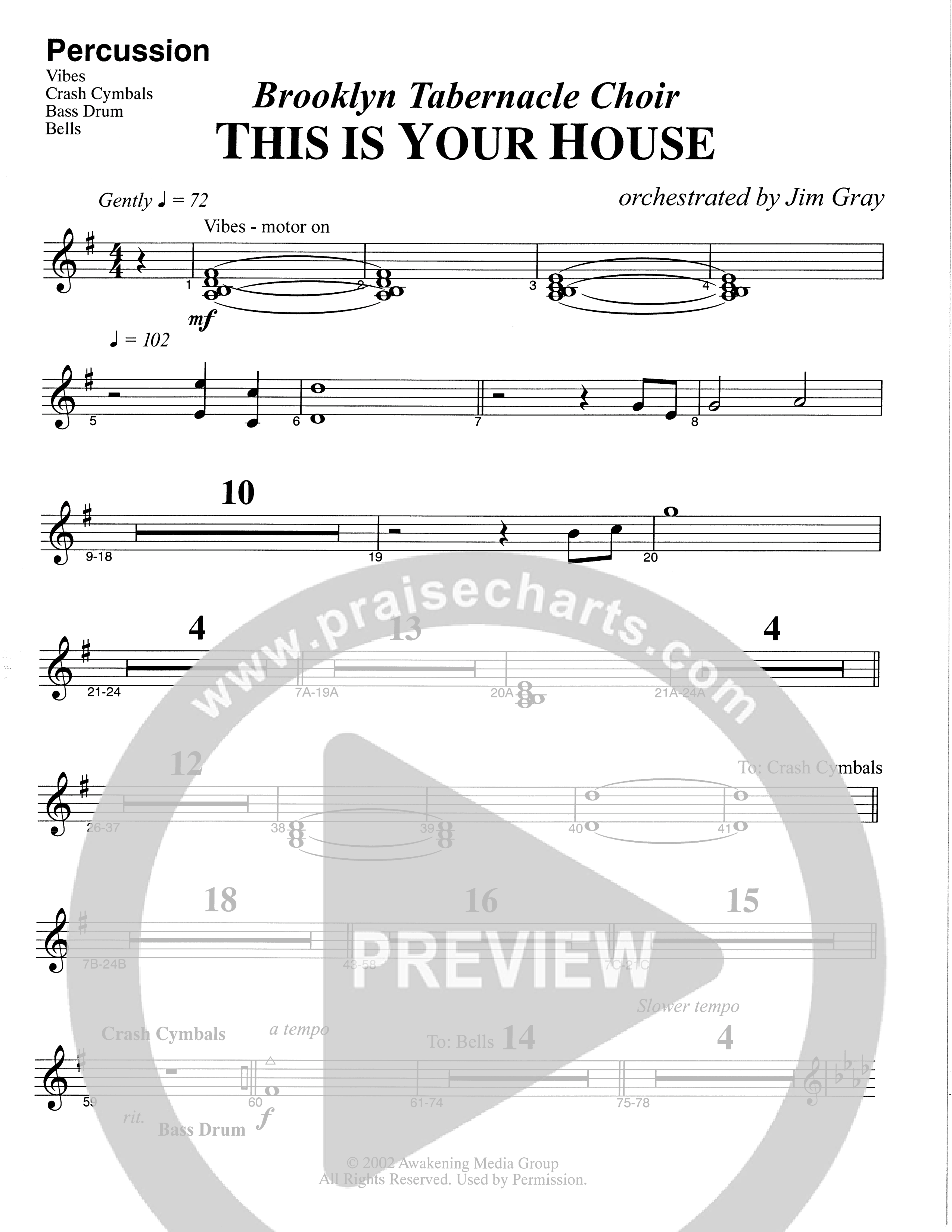 This Is Your House (Choral Anthem SATB) Percussion (The Brooklyn Tabernacle Choir / Arr. Carol Cymbala)