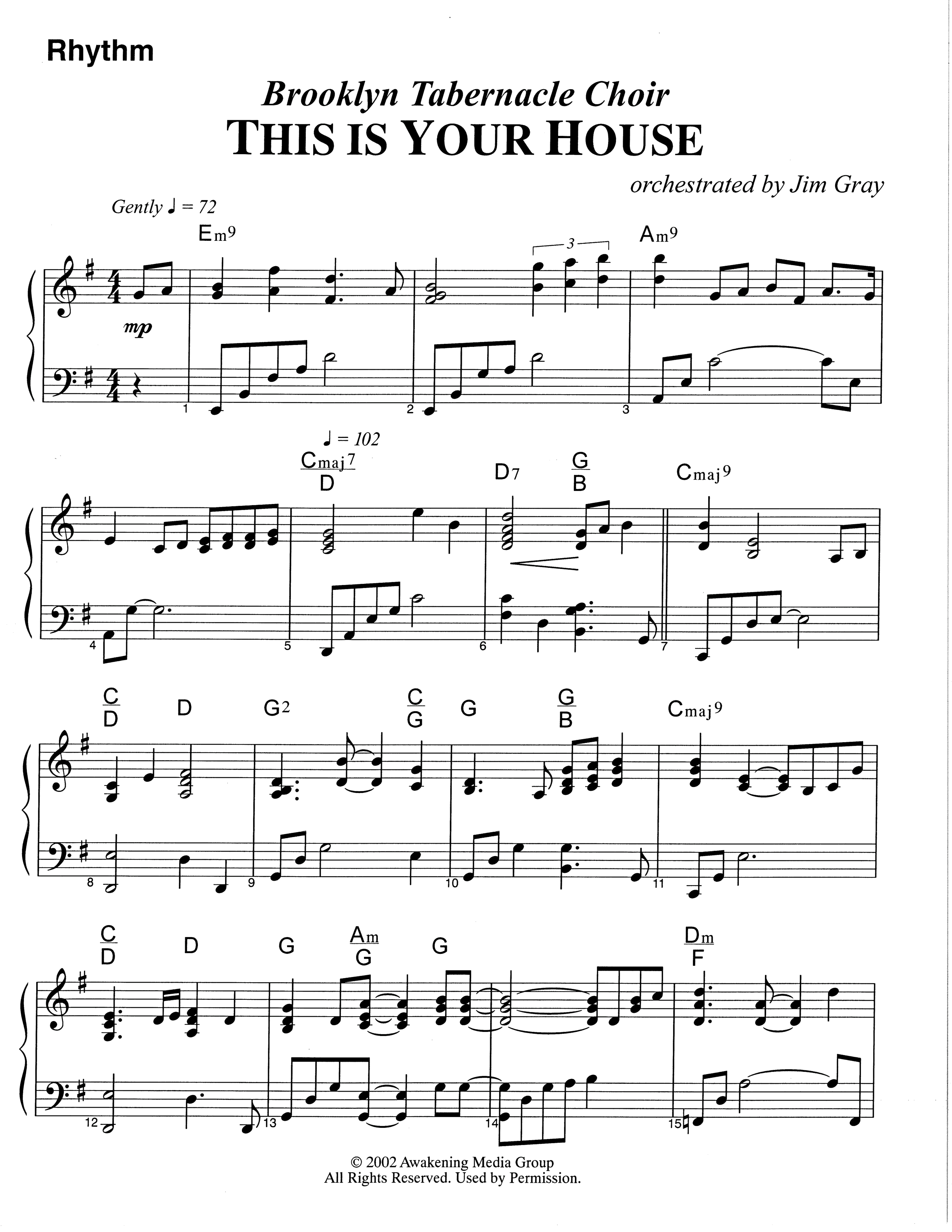 This Is Your House (Choral Anthem SATB) Rhythm Chart (The Brooklyn Tabernacle Choir / Arr. Carol Cymbala)