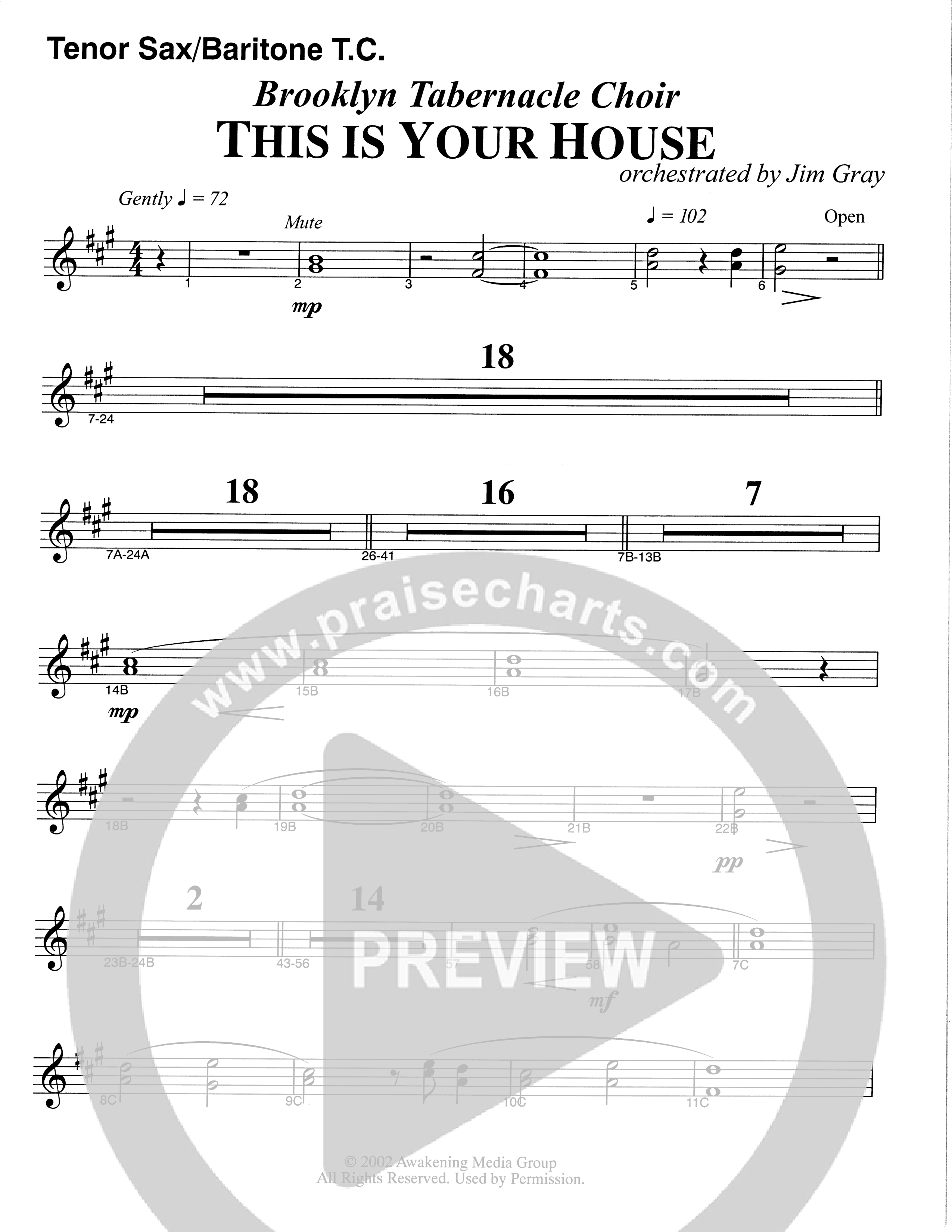 This Is Your House (Choral Anthem SATB) Tenor Sax/Baritone T.C. (The Brooklyn Tabernacle Choir / Arr. Carol Cymbala)