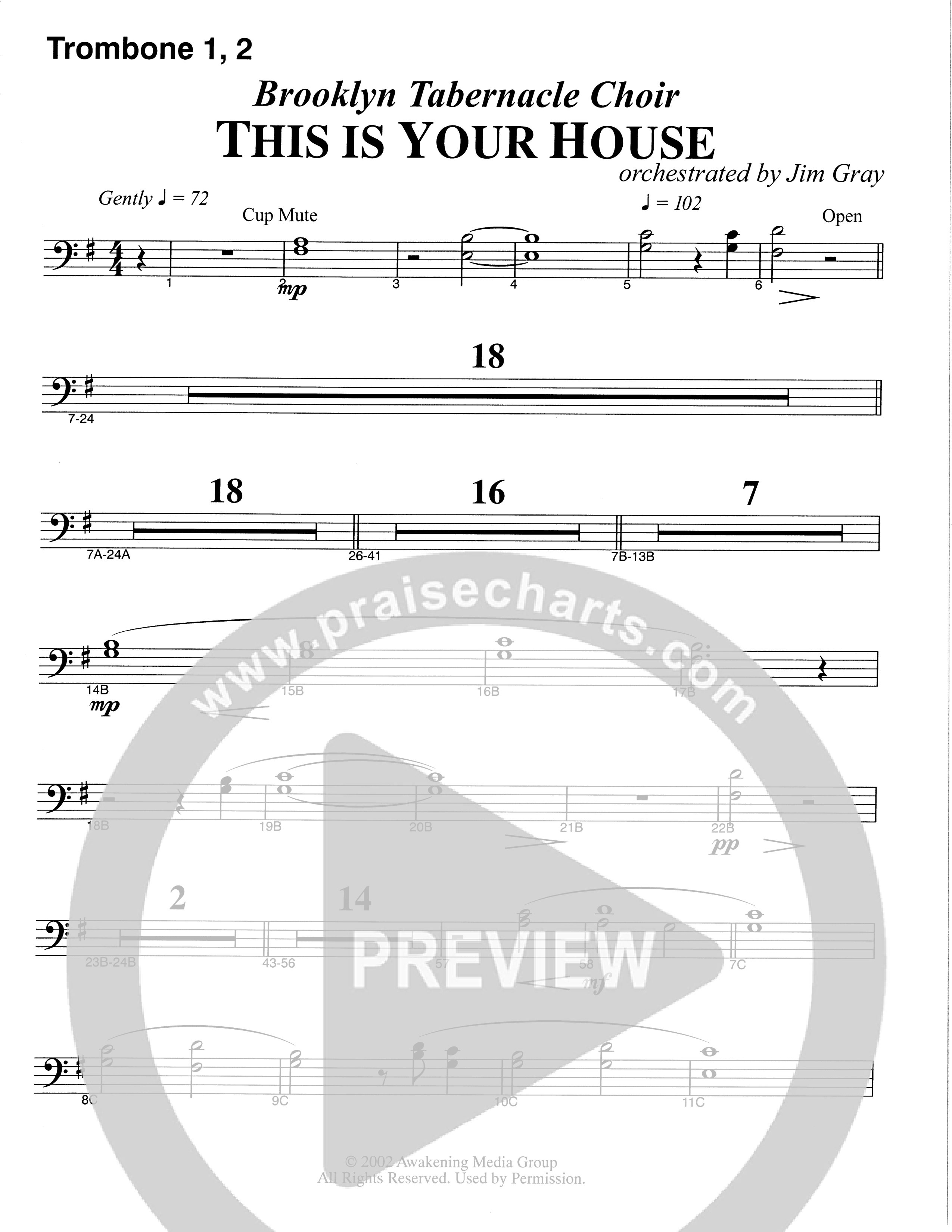 This Is Your House (Choral Anthem SATB) Trombone 1/2 (The Brooklyn Tabernacle Choir / Arr. Carol Cymbala)