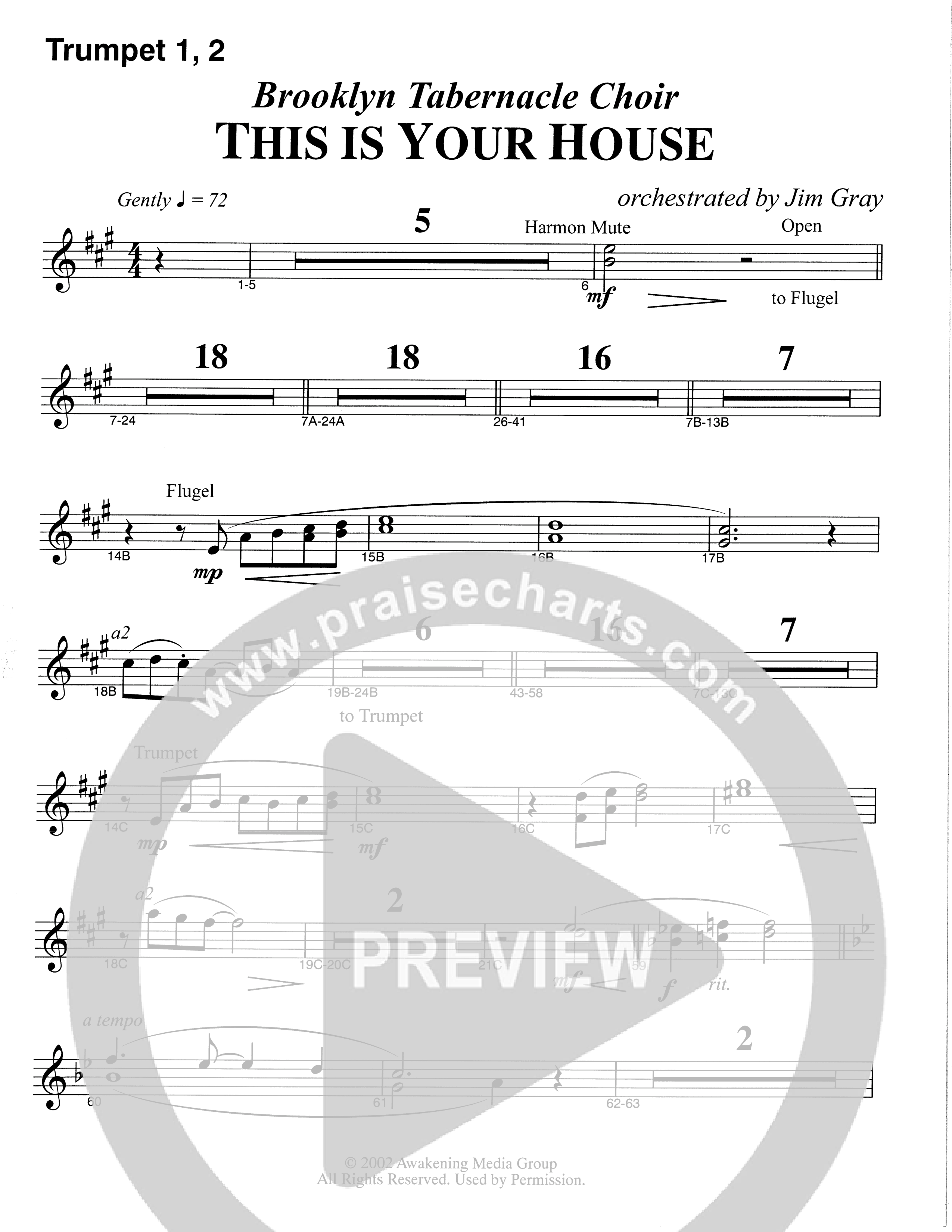 This Is Your House (Choral Anthem SATB) Trumpet 1,2 (The Brooklyn Tabernacle Choir / Arr. Carol Cymbala)