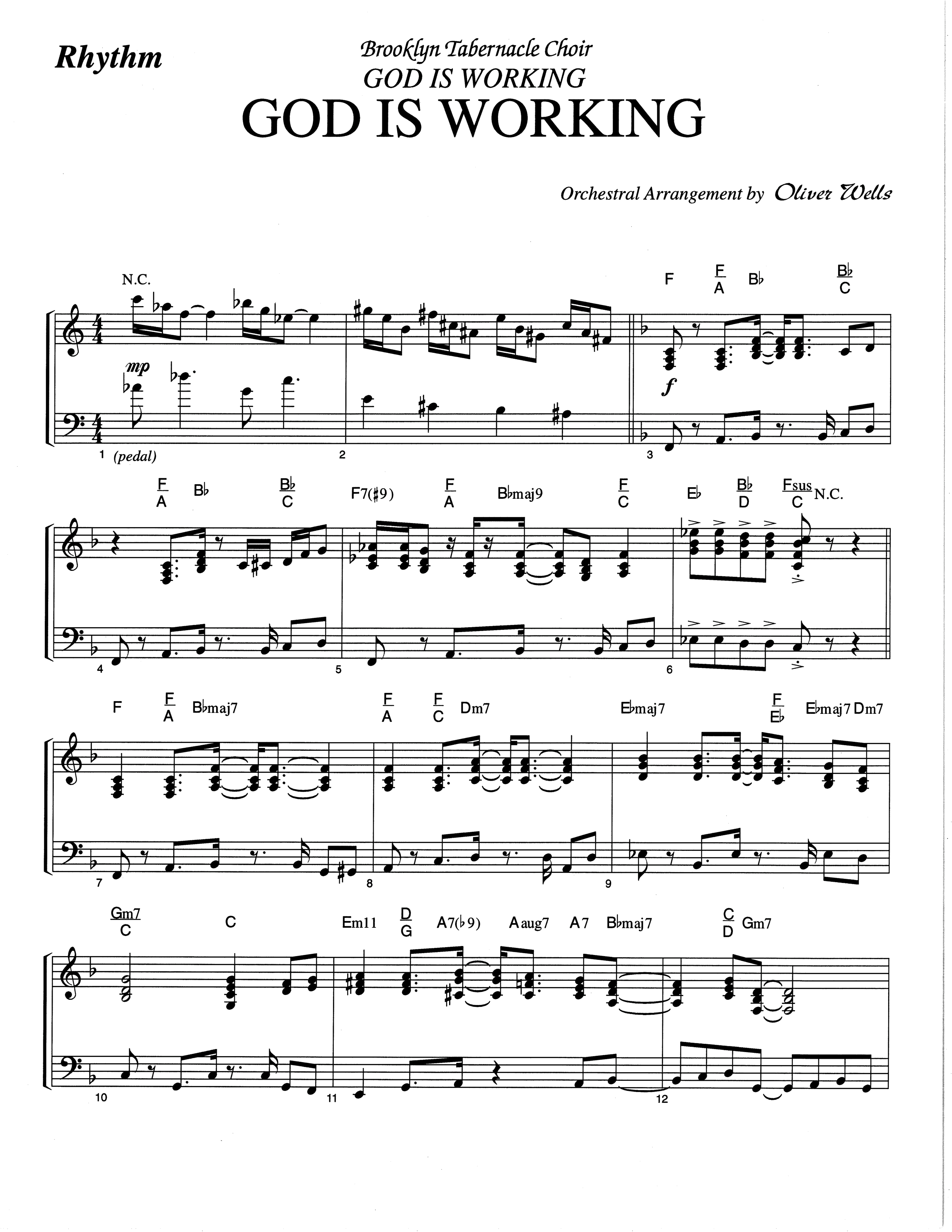 God Is Working (Choral Anthem SATB) Rhythm Chart (The Brooklyn Tabernacle Choir / Arr. Carol Cymbala)
