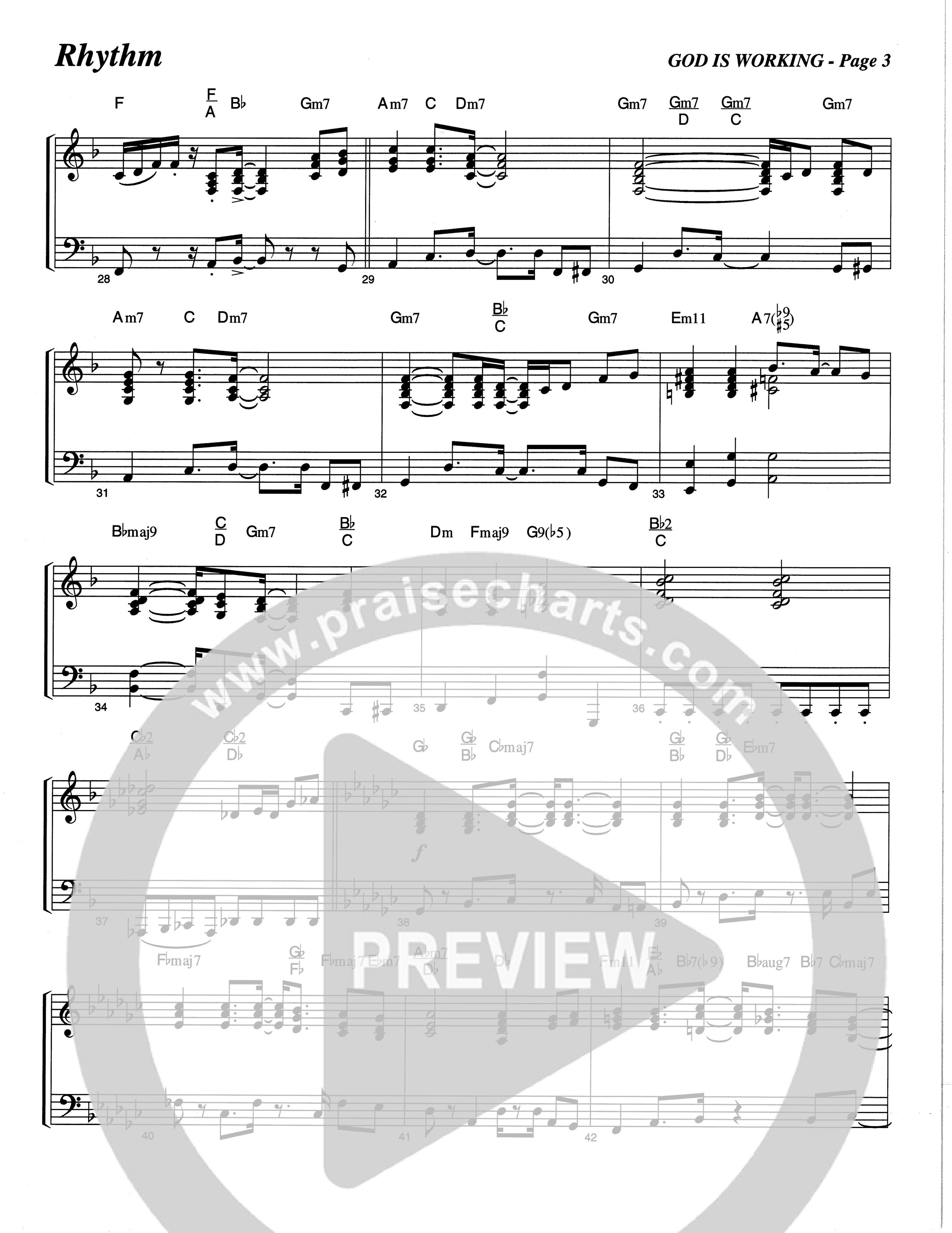 God Is Working (Choral Anthem SATB) Rhythm Chart (The Brooklyn Tabernacle Choir / Arr. Carol Cymbala)