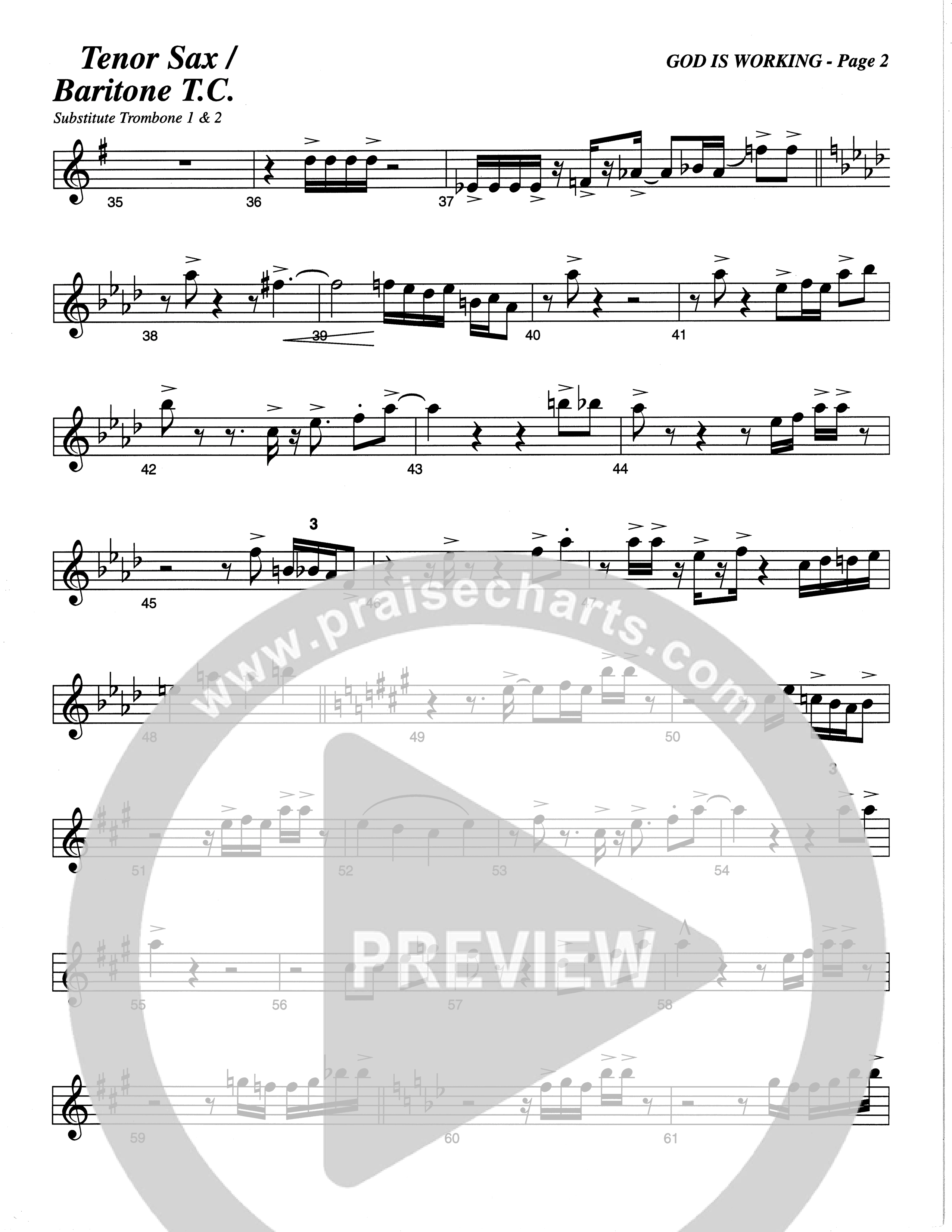 God Is Working (Choral Anthem SATB) Tenor Sax/Baritone T.C. (The Brooklyn Tabernacle Choir / Arr. Carol Cymbala)