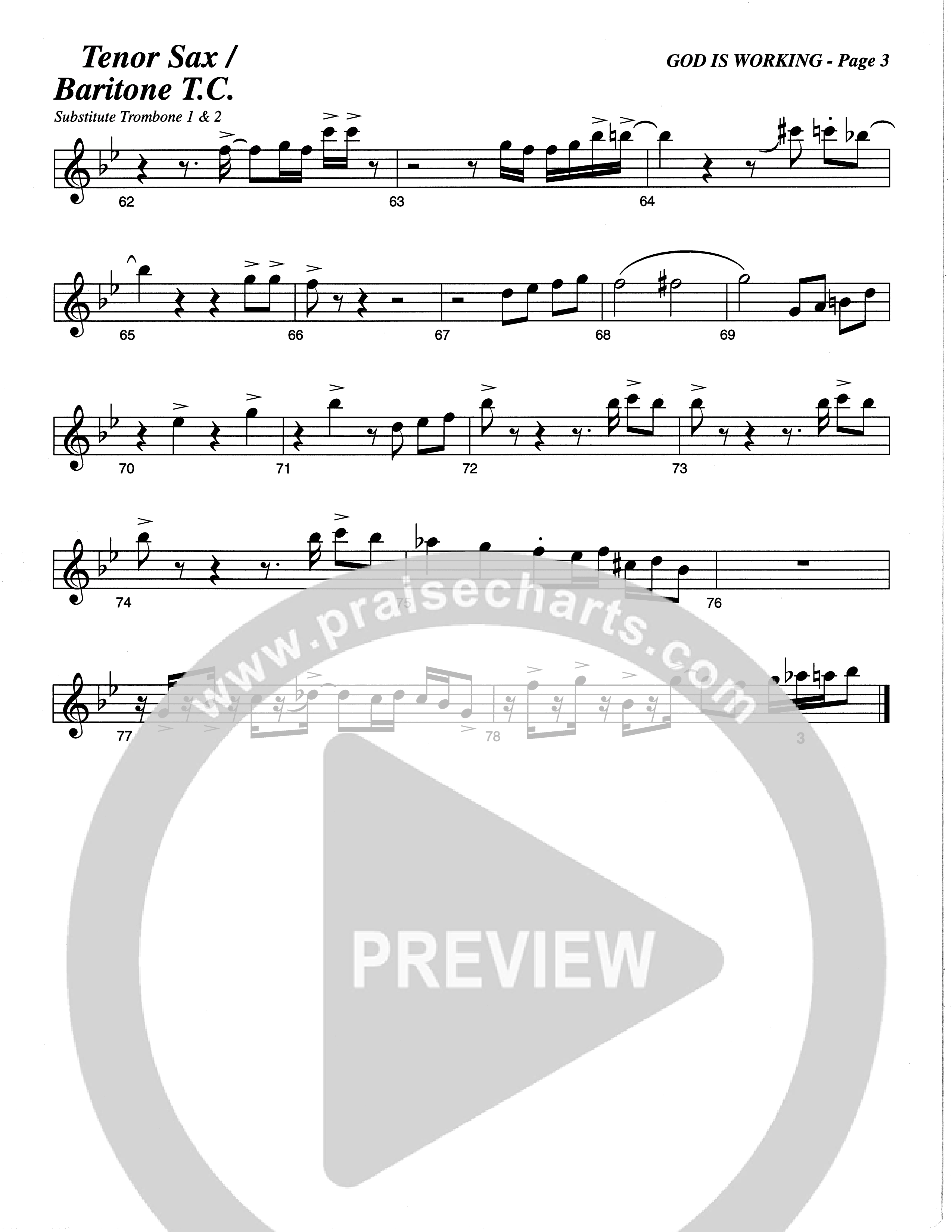 God Is Working (Choral Anthem SATB) Tenor Sax/Baritone T.C. (The Brooklyn Tabernacle Choir / Arr. Carol Cymbala)