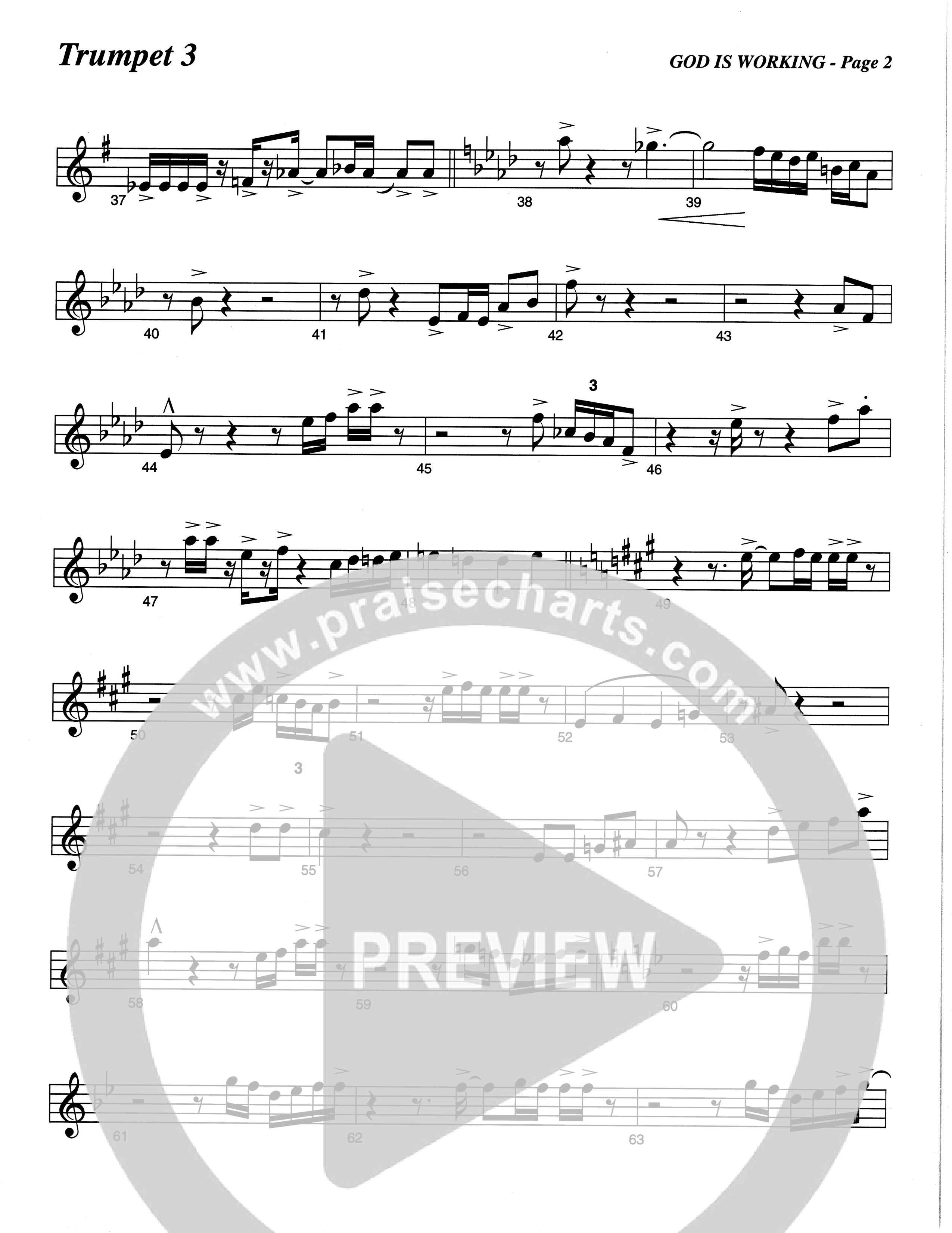 God Is Working (Choral Anthem SATB) Trumpet 3 (The Brooklyn Tabernacle Choir / Arr. Carol Cymbala)