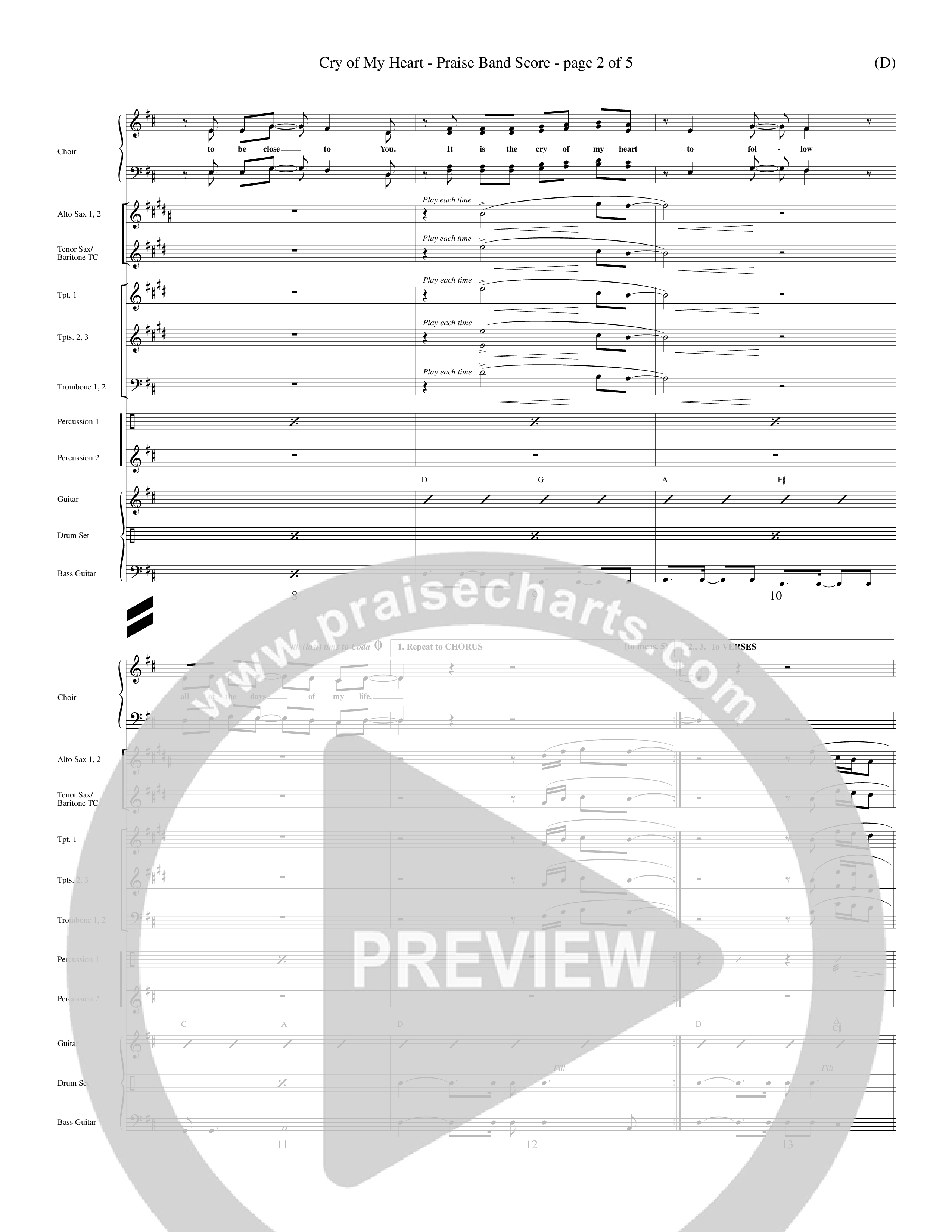 Cry of My Heart (Choral Anthem SATB) PraiseBand (incl. Brass) (Word Music Choral / Orch. Richard Kingsmore)