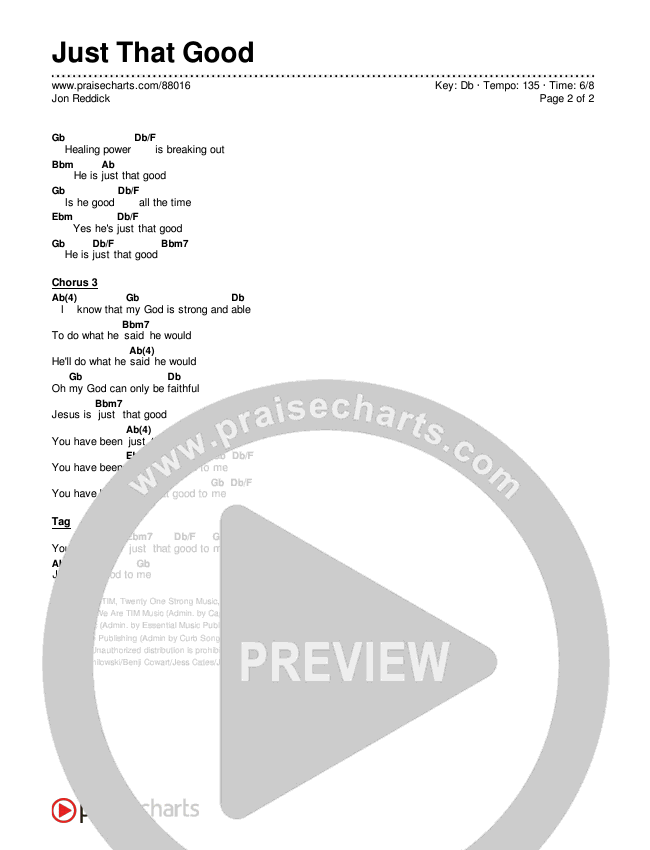 Just That Good Chords & Lyrics (Jon Reddick)